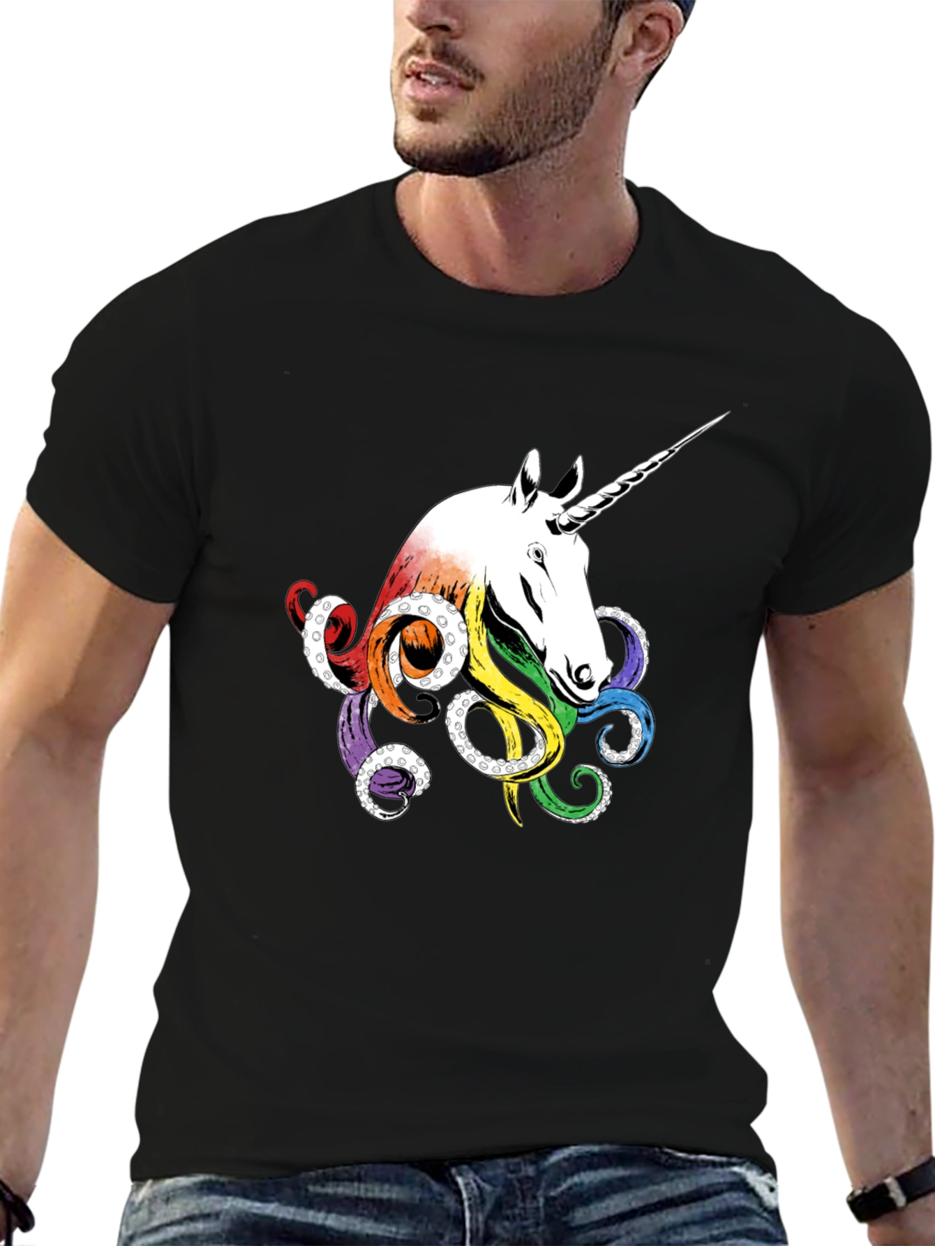 Black Unicorn Octopus T-Shirt - Unique Graphic Tee view 6