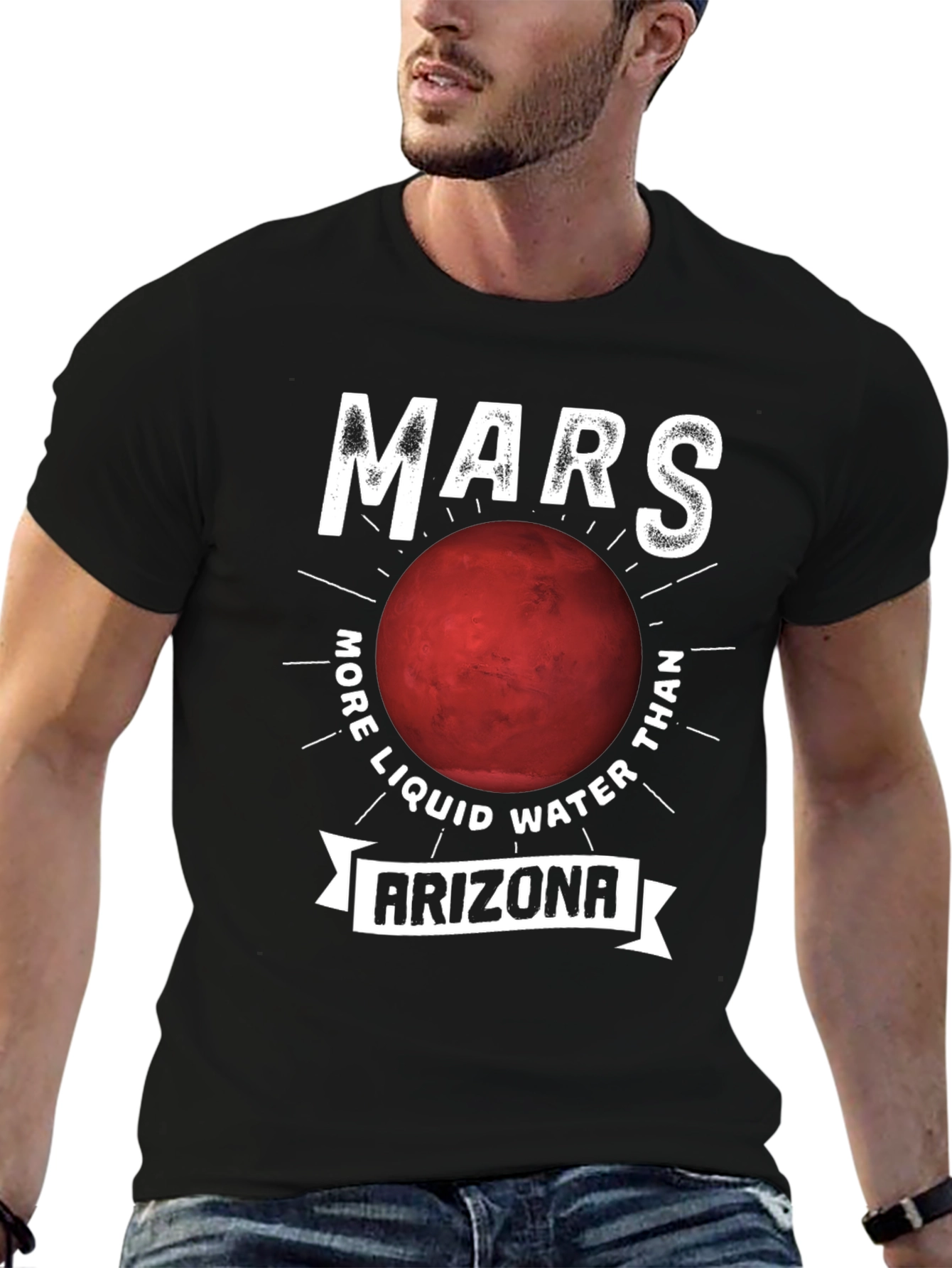 Black Mars Arizona Graphic T-Shirt - Funny Space Tee view 6
