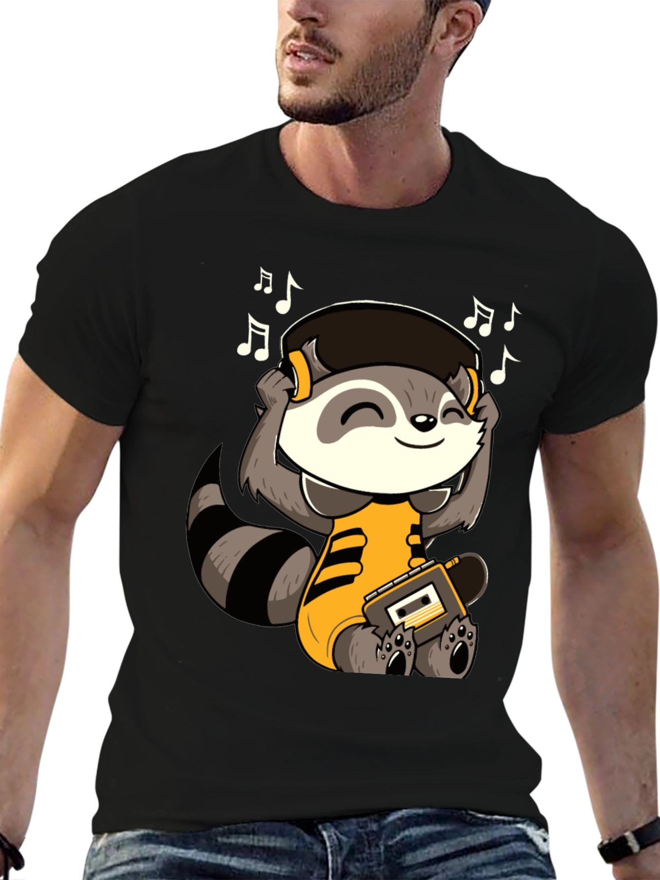Black Raccoon Music Lover T-Shirt view 6