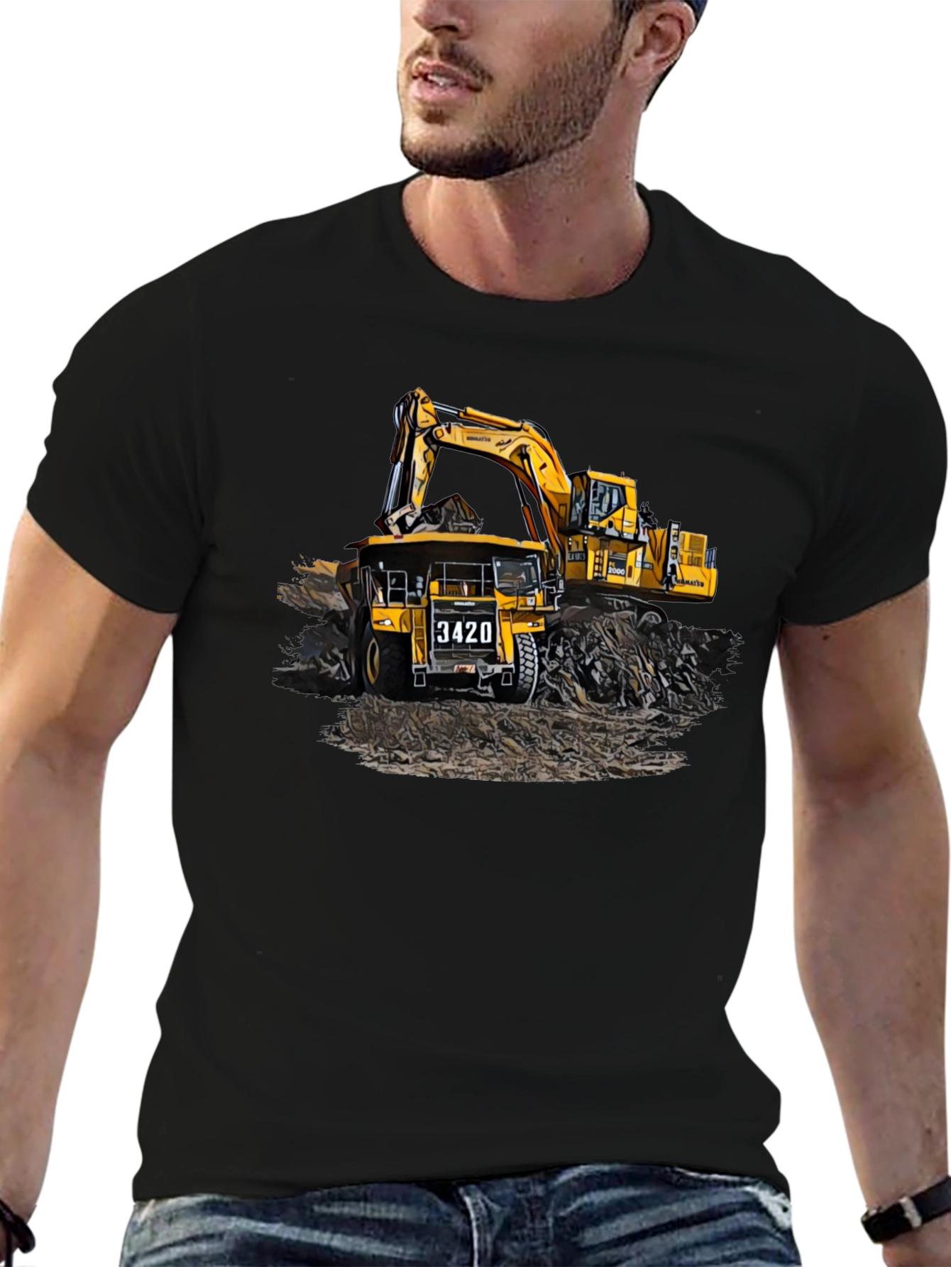 Construction Truck Graphic Tee - Black - 6