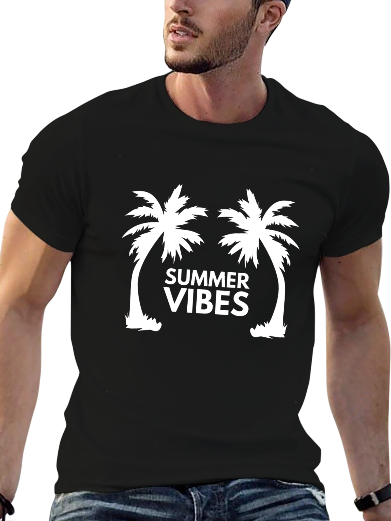 Black Summer Vibes Palm Tree T-Shirt view 6