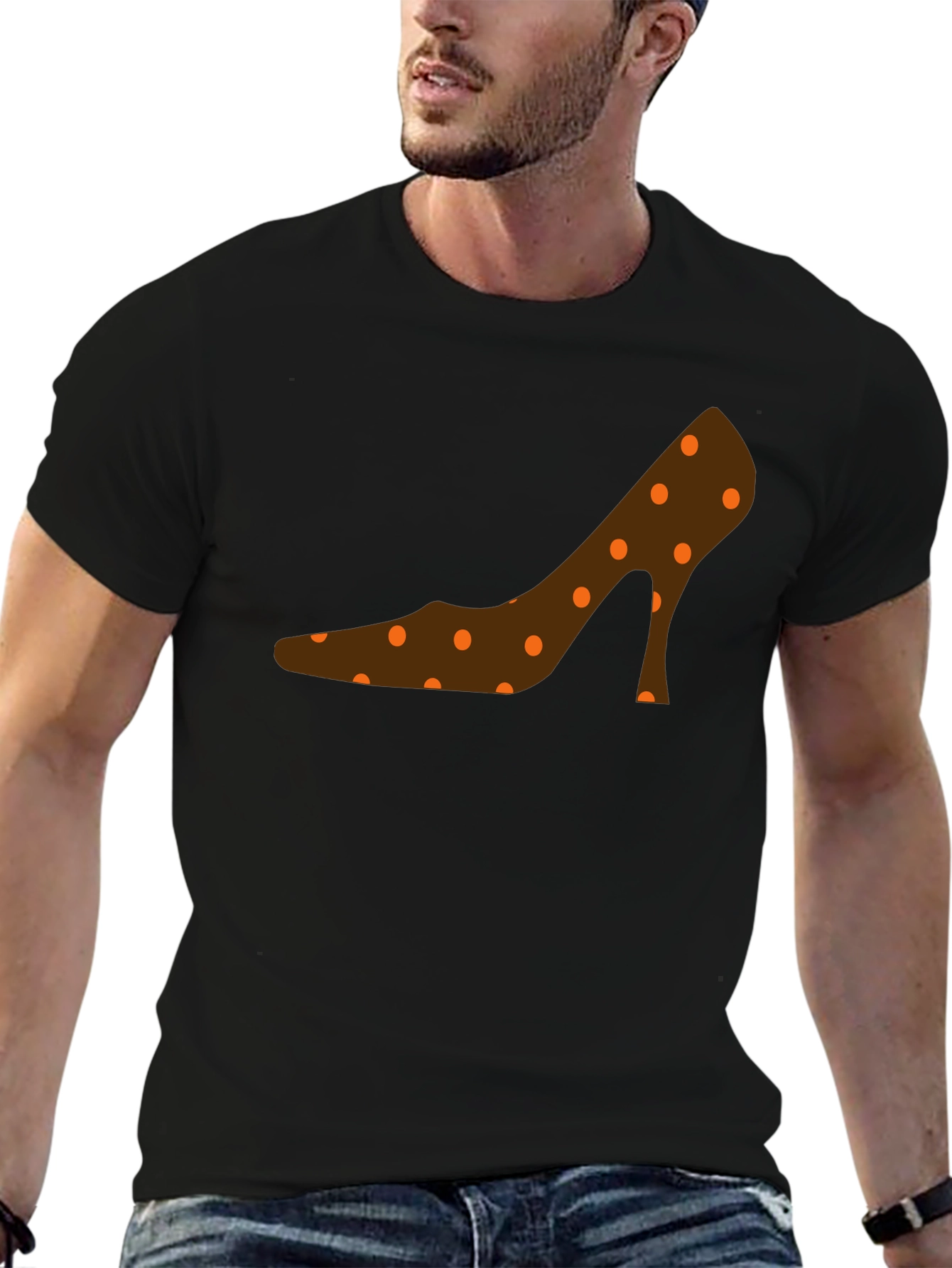 Black Polka Dot Shoe Graphic T-Shirt view 6