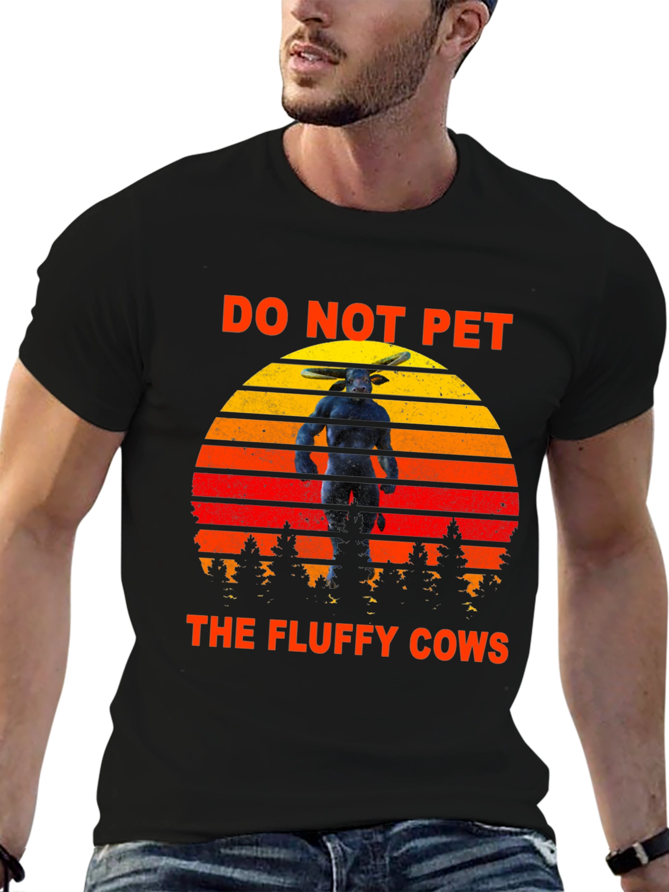 Black Do Not Pet the Fluffy Cows Graphic Tee view 6