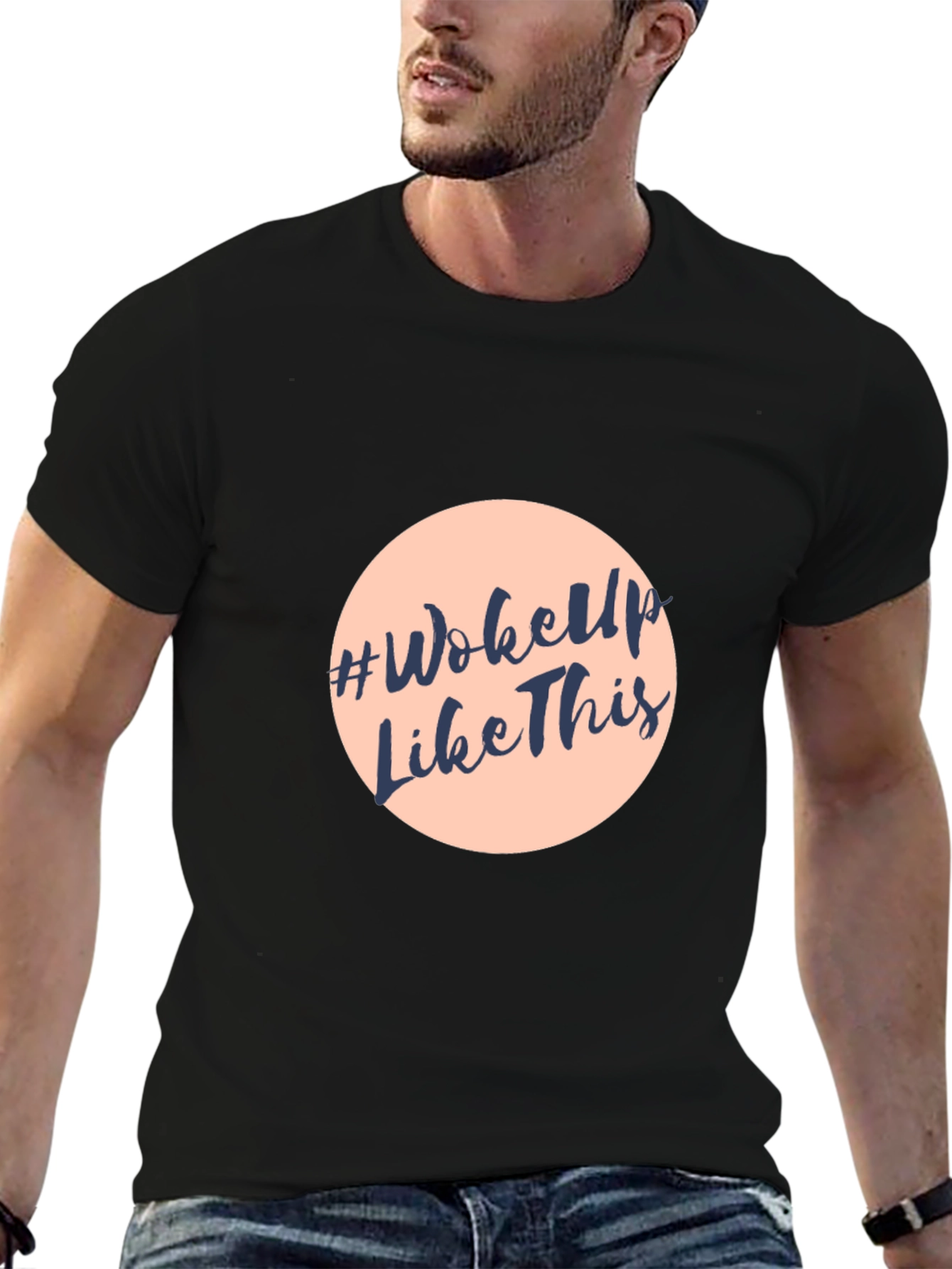 Black #WokeUpLikeThis Graphic Tee - Stylish Black Cotton T-Shirt view 6