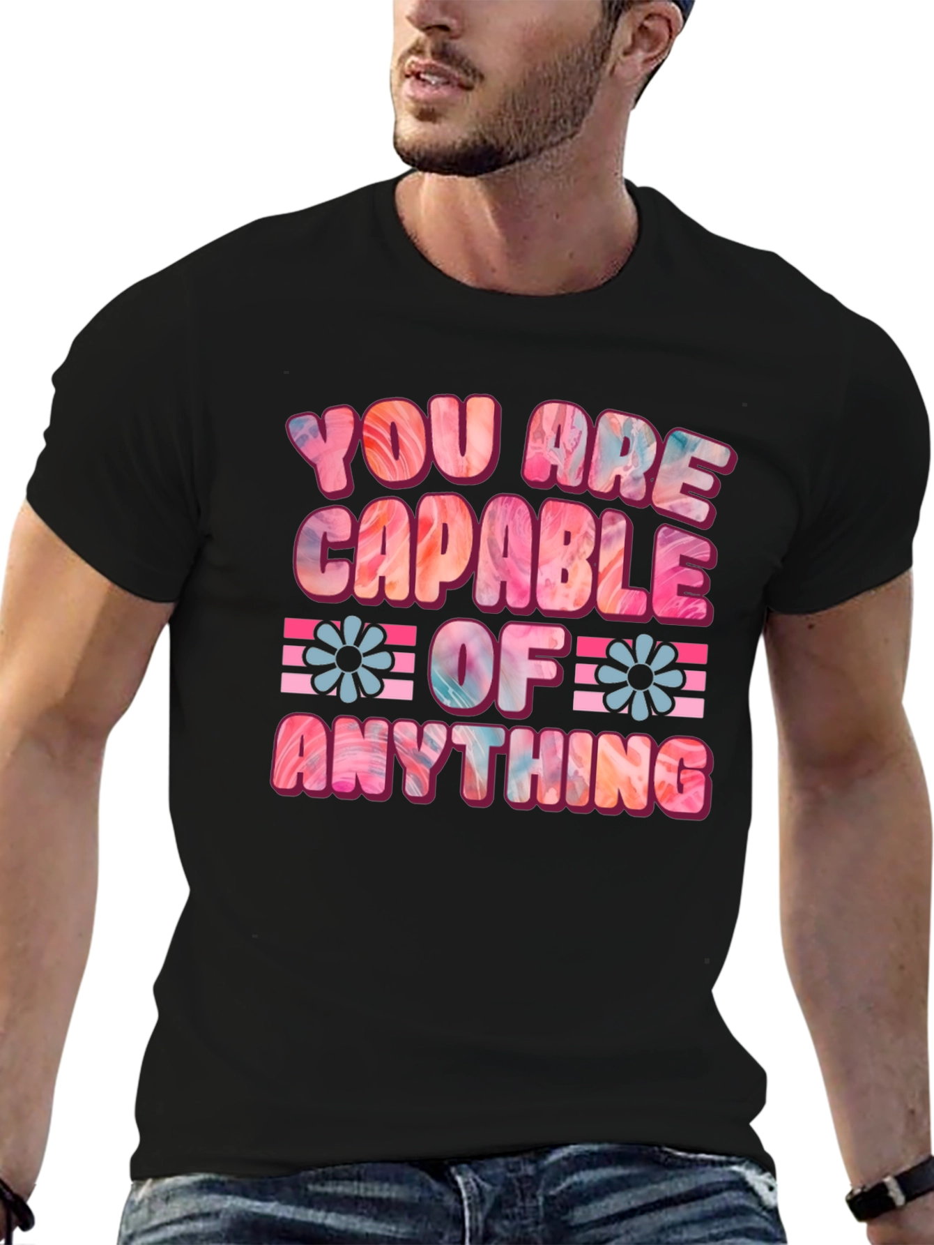 Black You Are Capable Of Anything Graphic Tee view 6