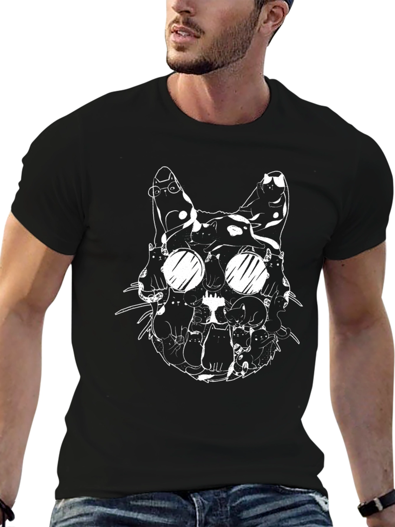 Black Cool Cats T-Shirt - Graphic Tee view 6