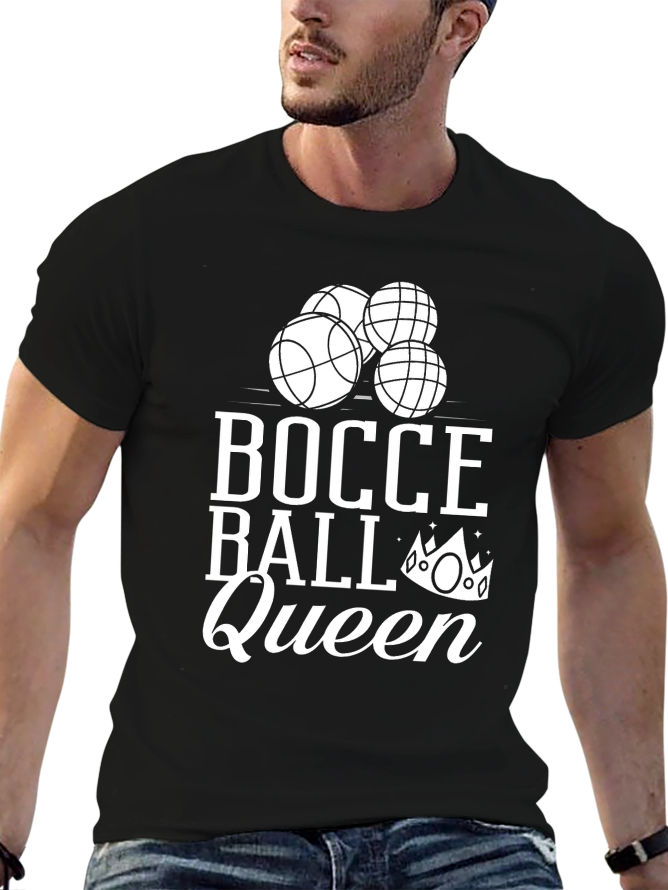 Black Bocce Ball Queen Graphic T-Shirt view 6