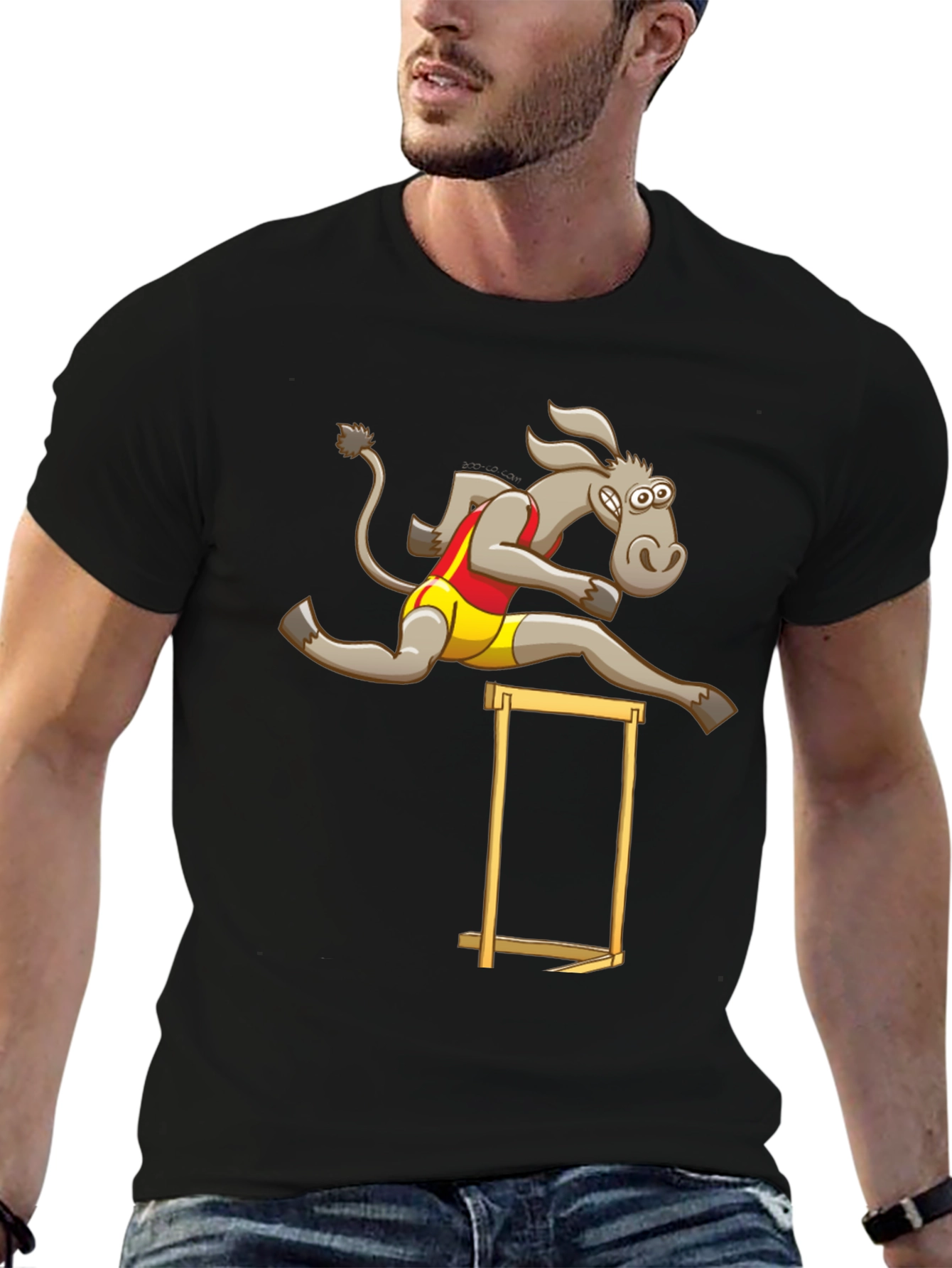 Black Donkey Hurdler Black T-Shirt view 6