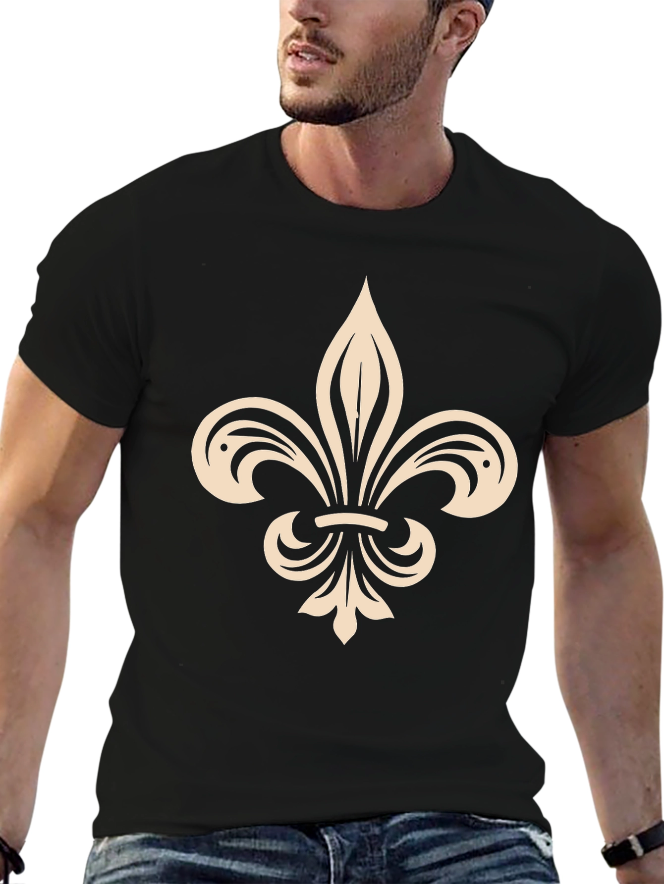 Black Fleur-de-lis Graphic Tee - Stylish Casual Wear view 6