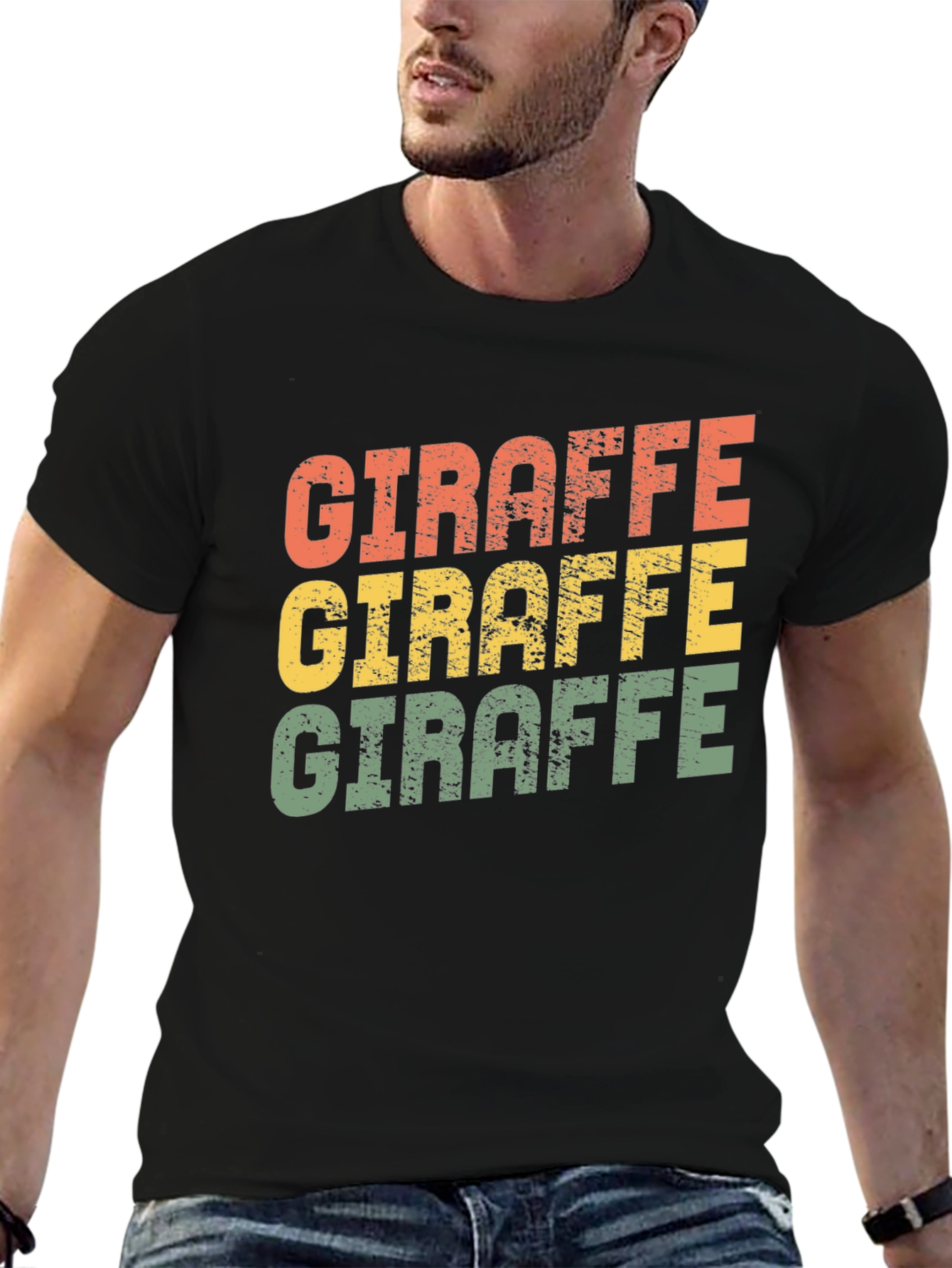 Black Retro Giraffe T-Shirt - Vintage Style Graphic Tee view 6