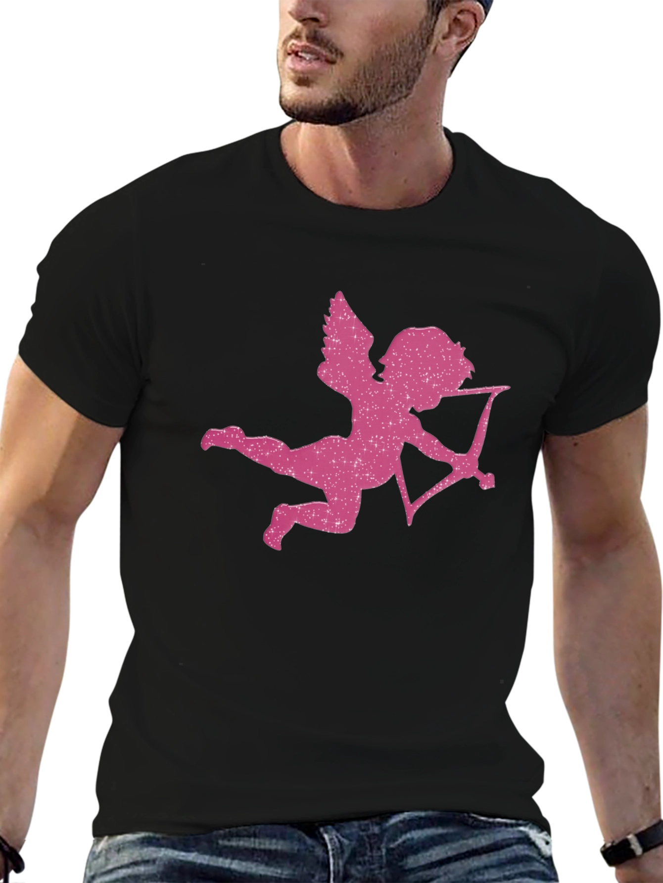 Black Cupid Graphic T-Shirt - Valentine's Day Tee view 6