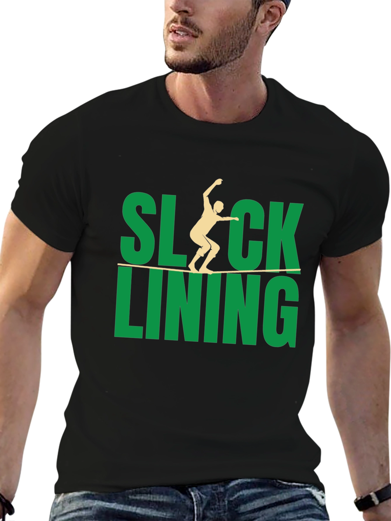 Black Slacklining Graphic T-Shirt view 6