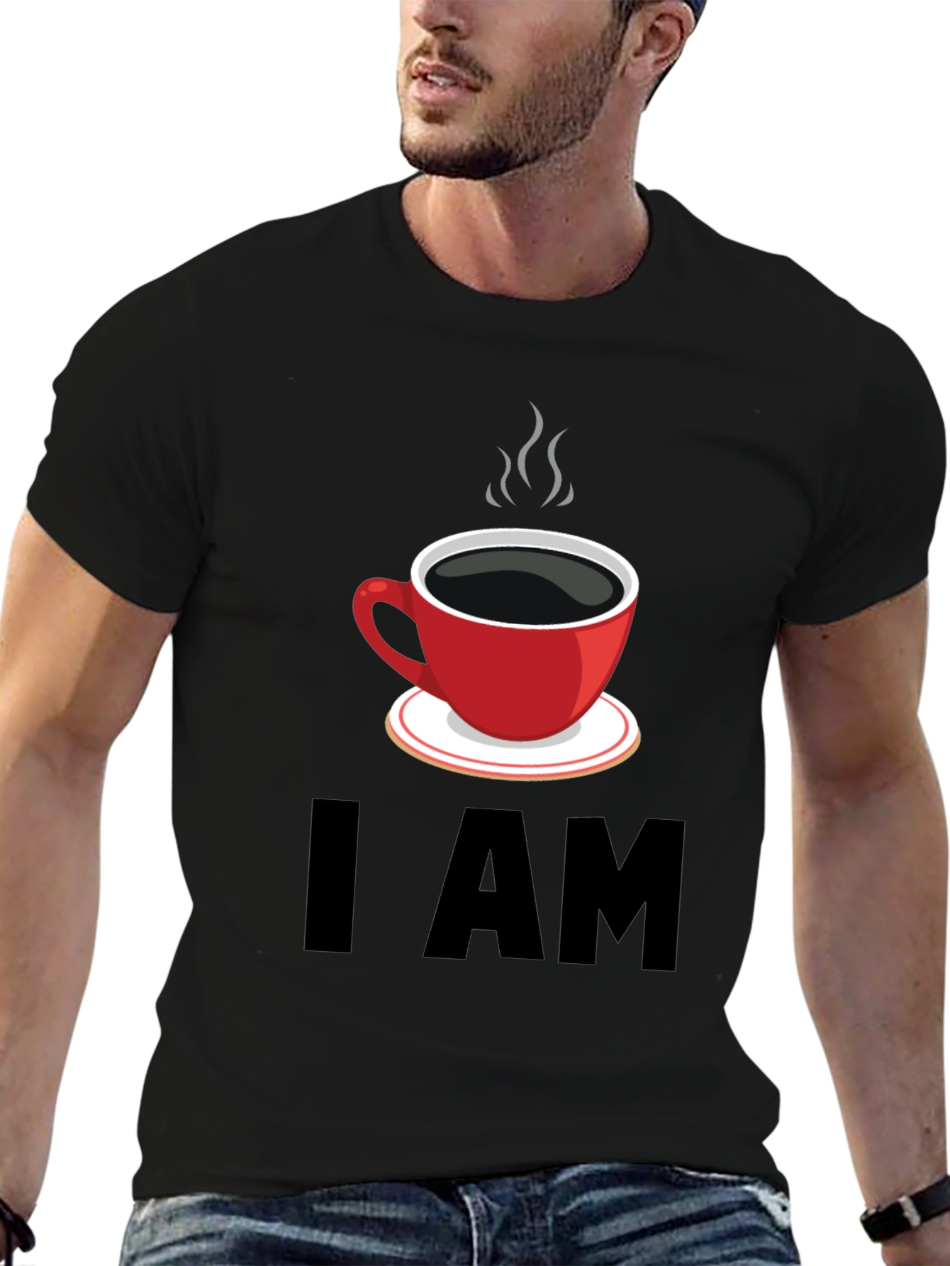 Black I AM Coffee T-Shirt - Black Graphic Tee view 6