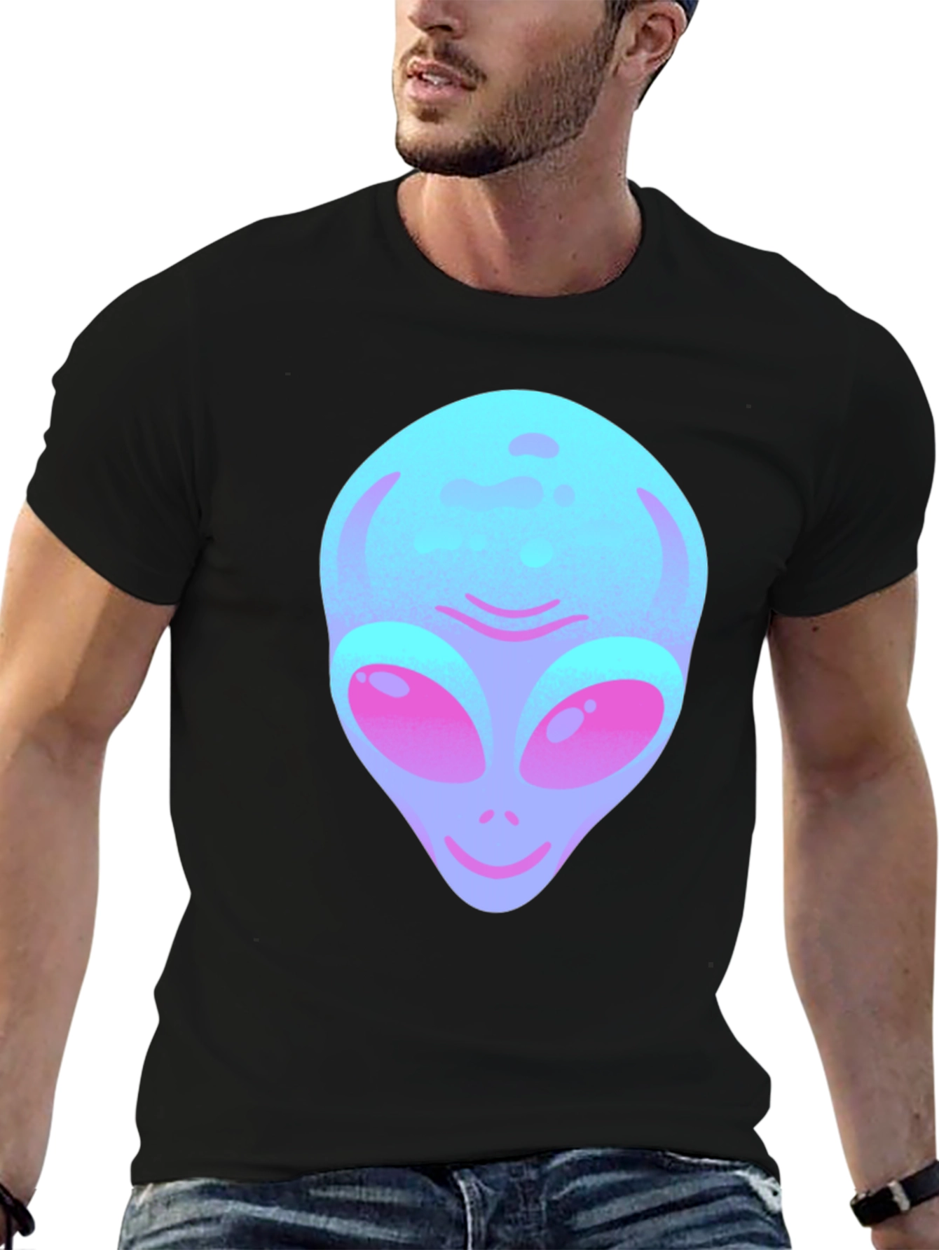 Black Alien Graphic Tee - Black Cotton Blend view 6