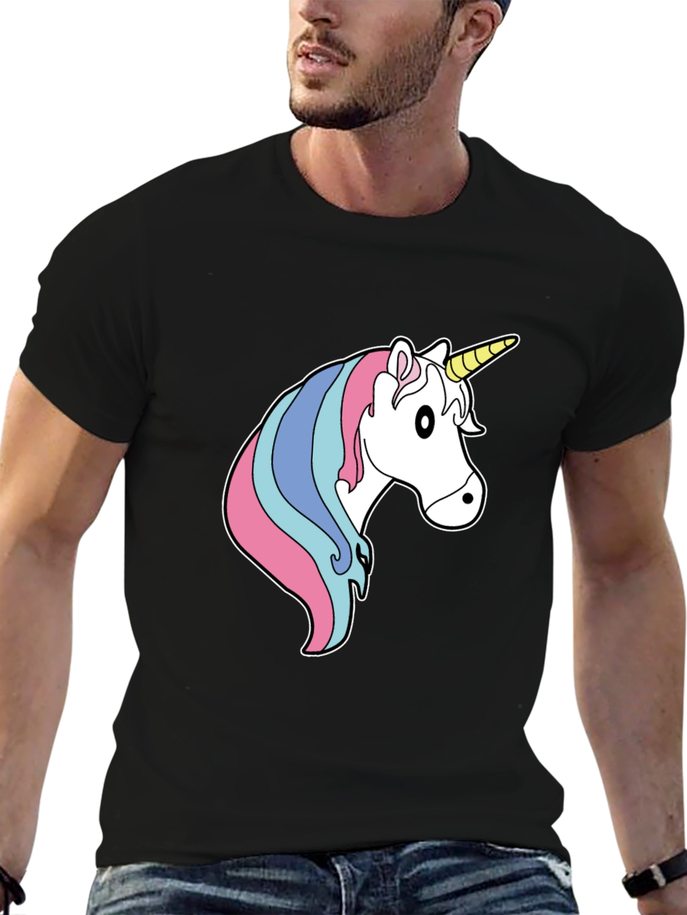 Black Unicorn Graphic Tee - Black Cotton Blend view 6