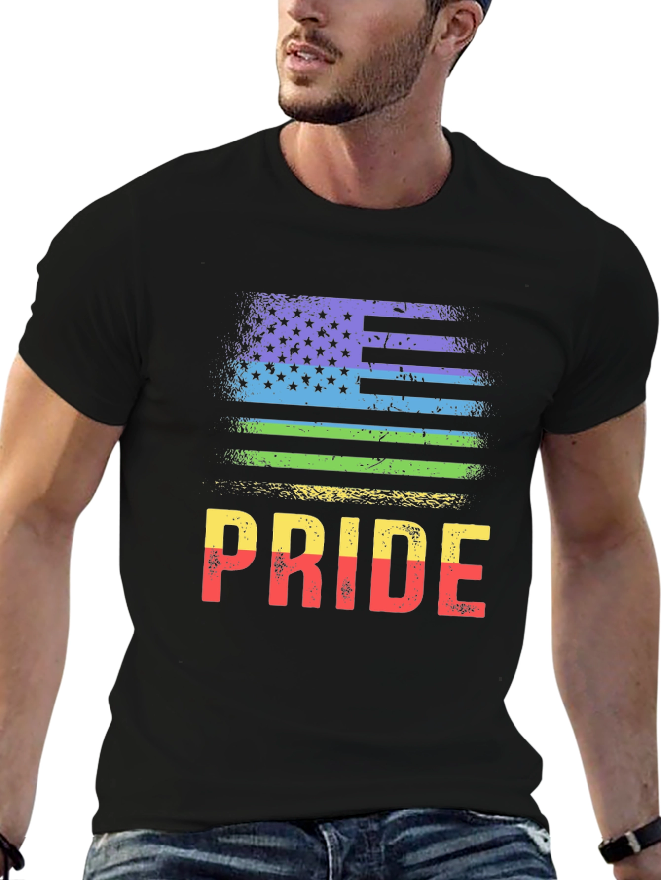Black Pride Flag T-Shirt - LGBTQ+ Rainbow Tee view 6