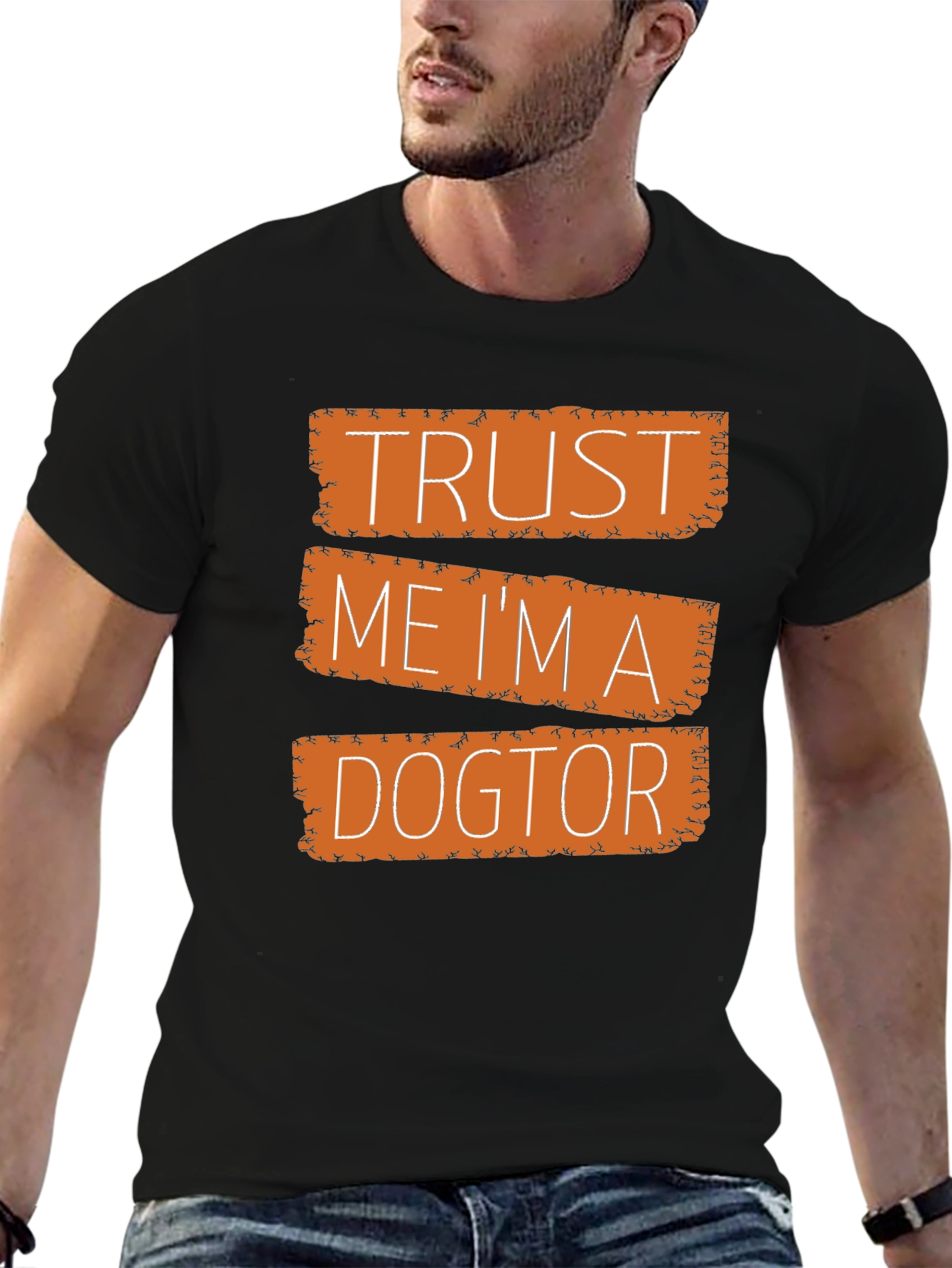 Black Trust Me I'm a Dogtor Black Graphic T-Shirt view 6