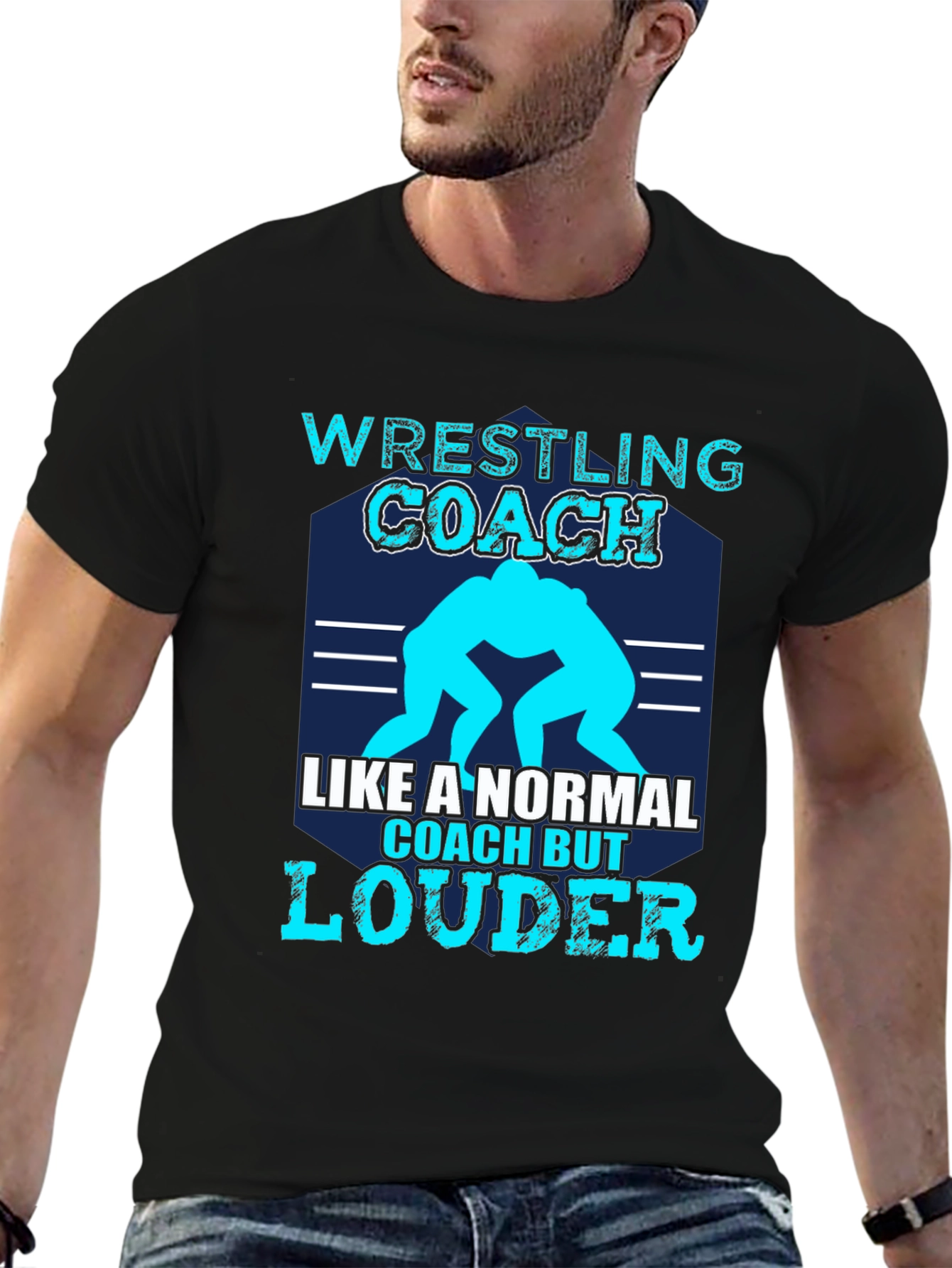 Black Wrestling Coach T-Shirt - Like a Normal Coach, But Louder! view 6