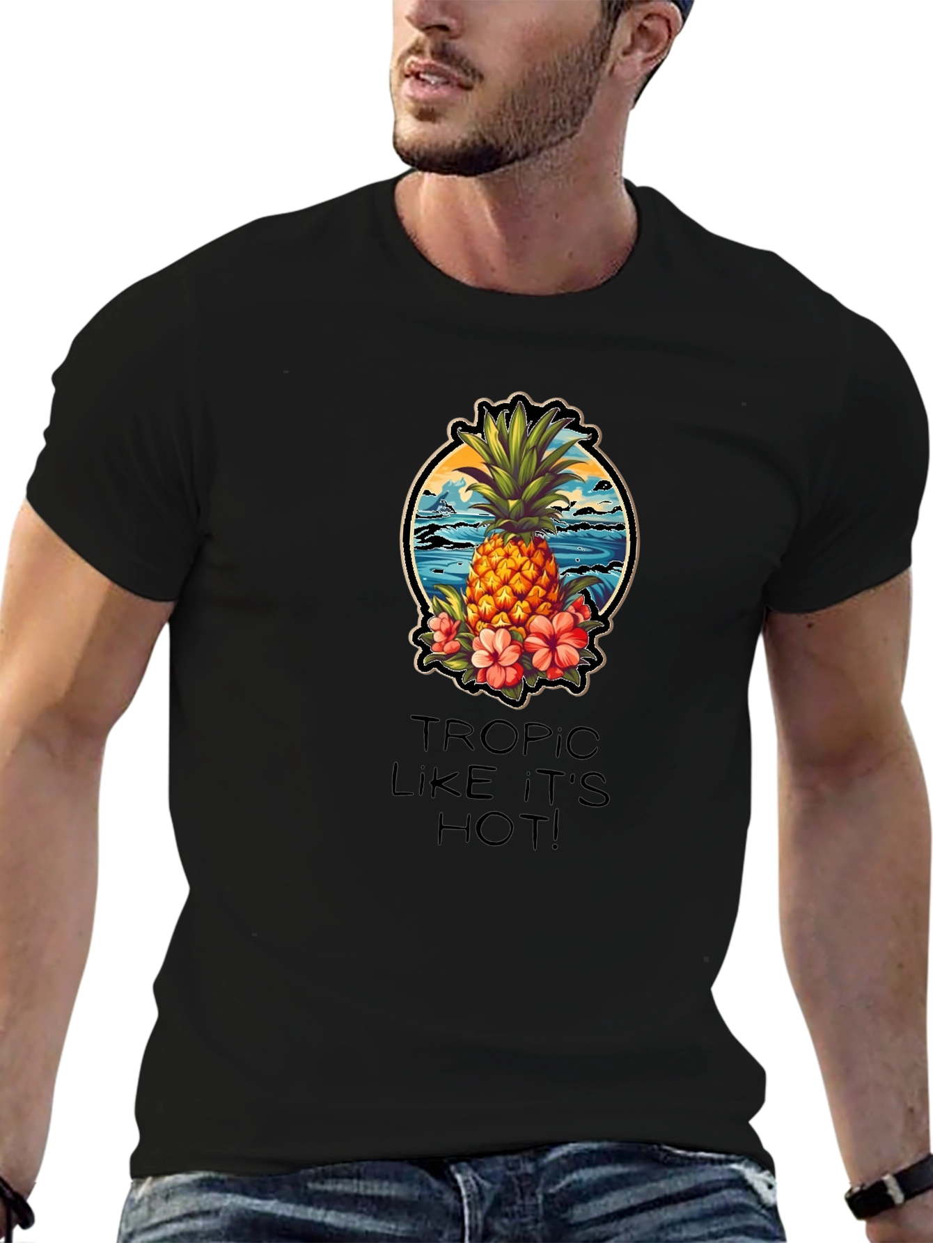 Black Tropical Pineapple Graphic Tee - Tropic Like It's Hot! view 6