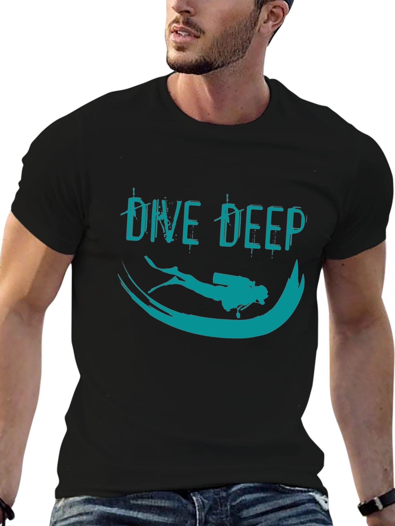 Black Dive Deep Graphic T-Shirt - Black view 6
