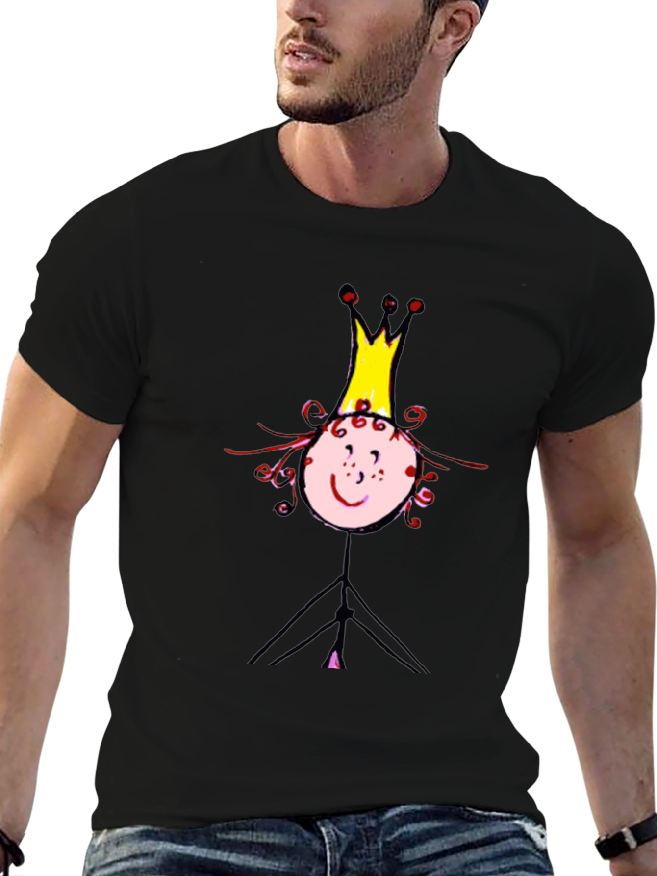 Black Fun Princess Stick Figure Graphic Tee view 6