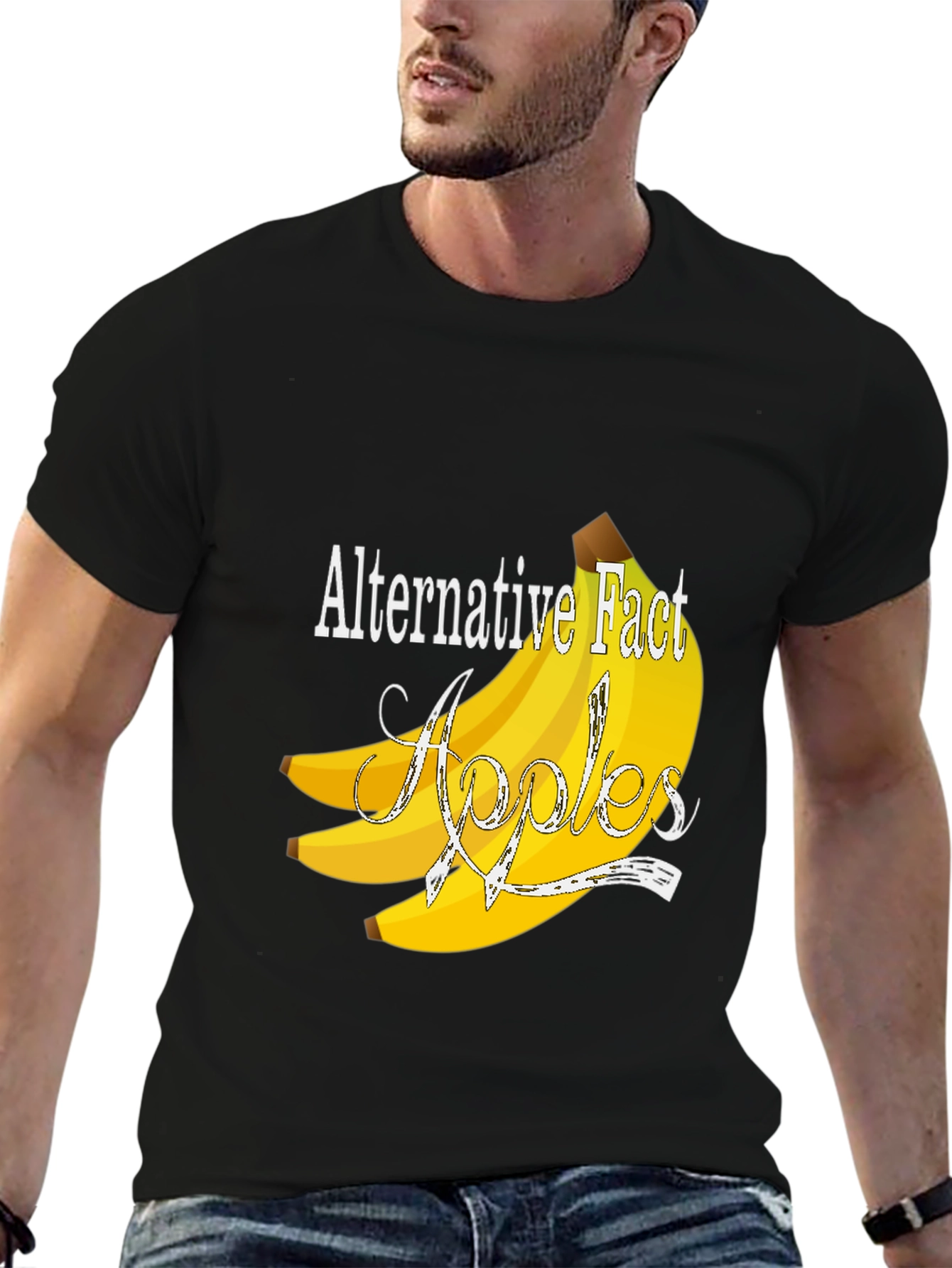 Black Alternative Fact Apples T-Shirt - Funny Banana Tee view 6