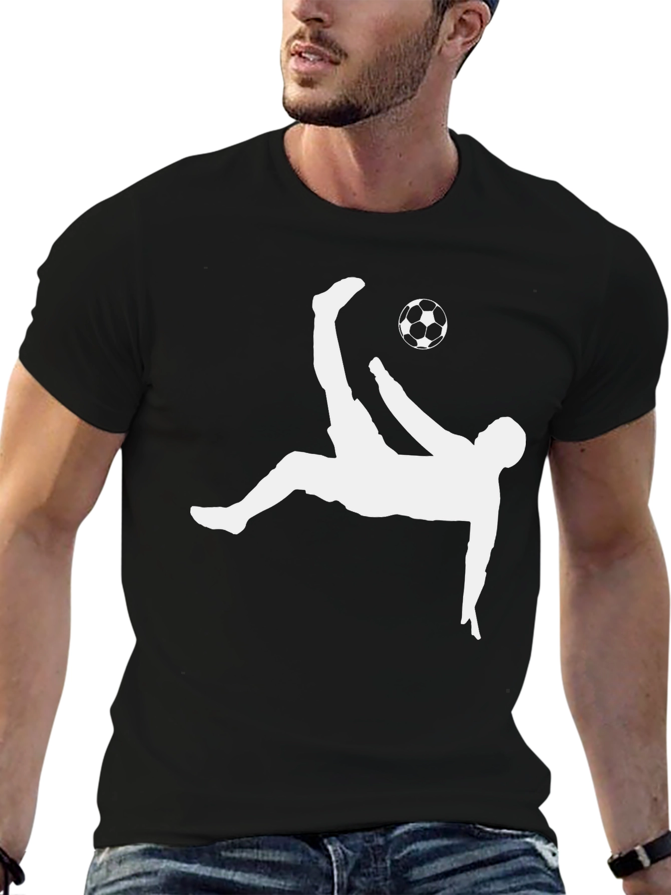 Black Soccer Bicycle Kick Graphic Tee view 6