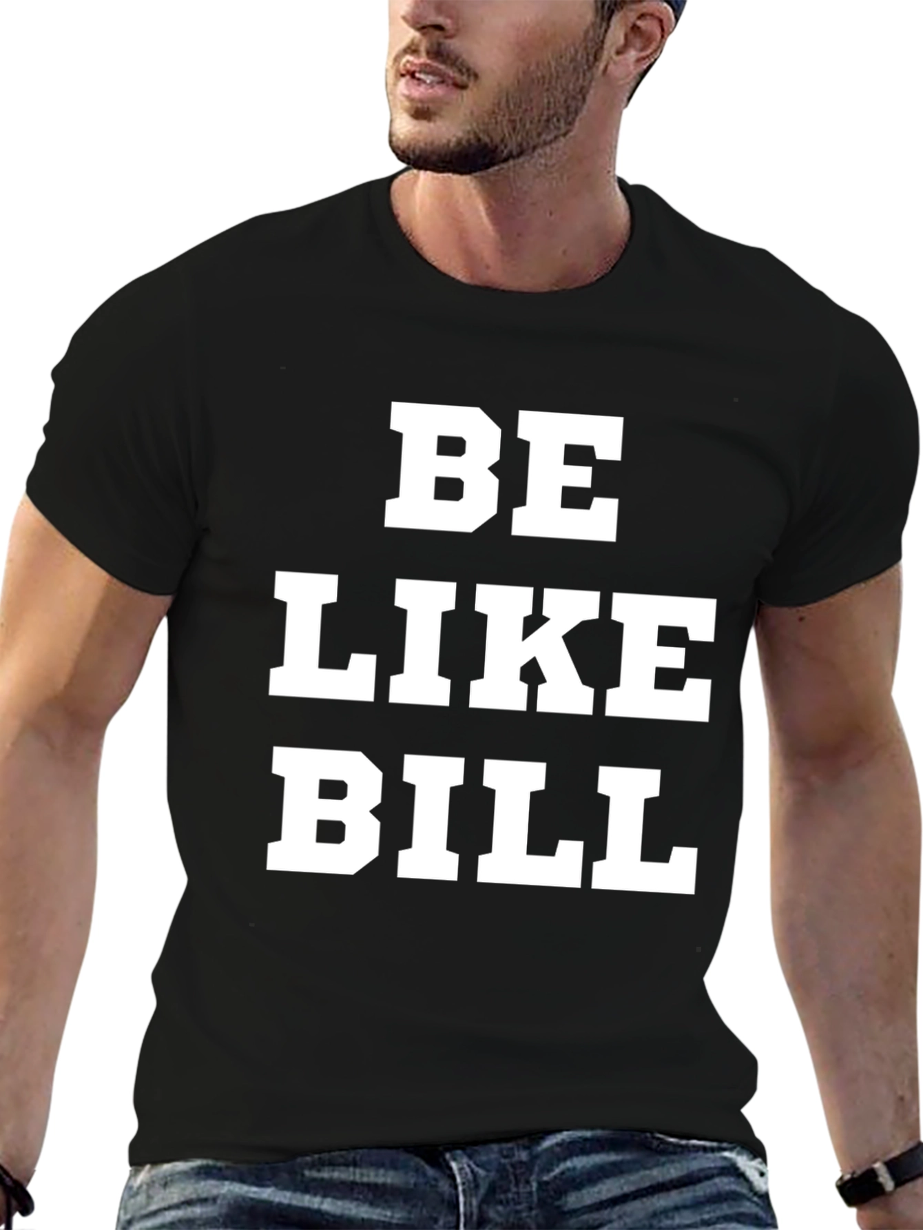 Black Be Like Bill Graphic Tee - Black Cotton T-Shirt view 6