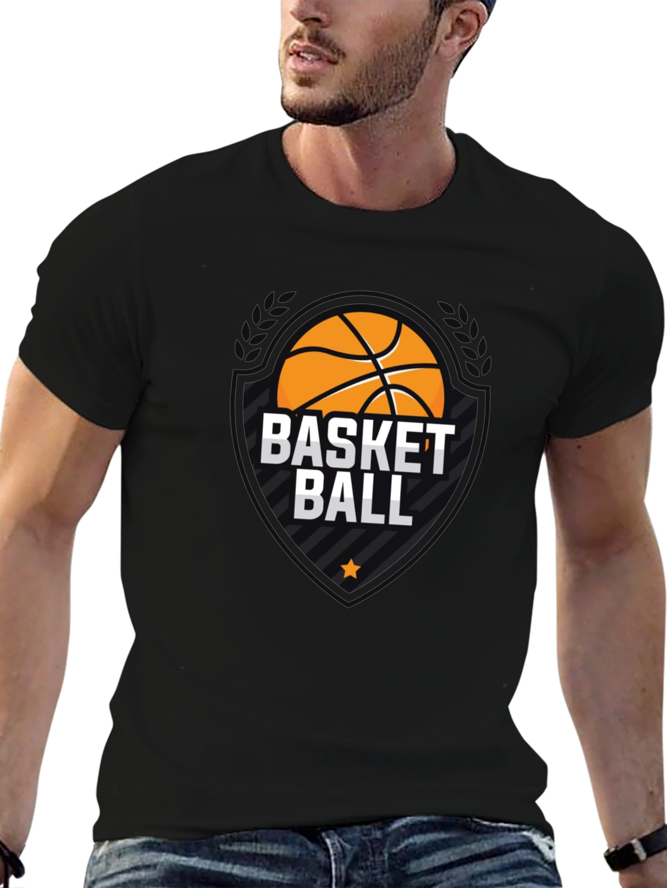 Black Basketball Graphic Tee - Stylish Black T-Shirt view 6