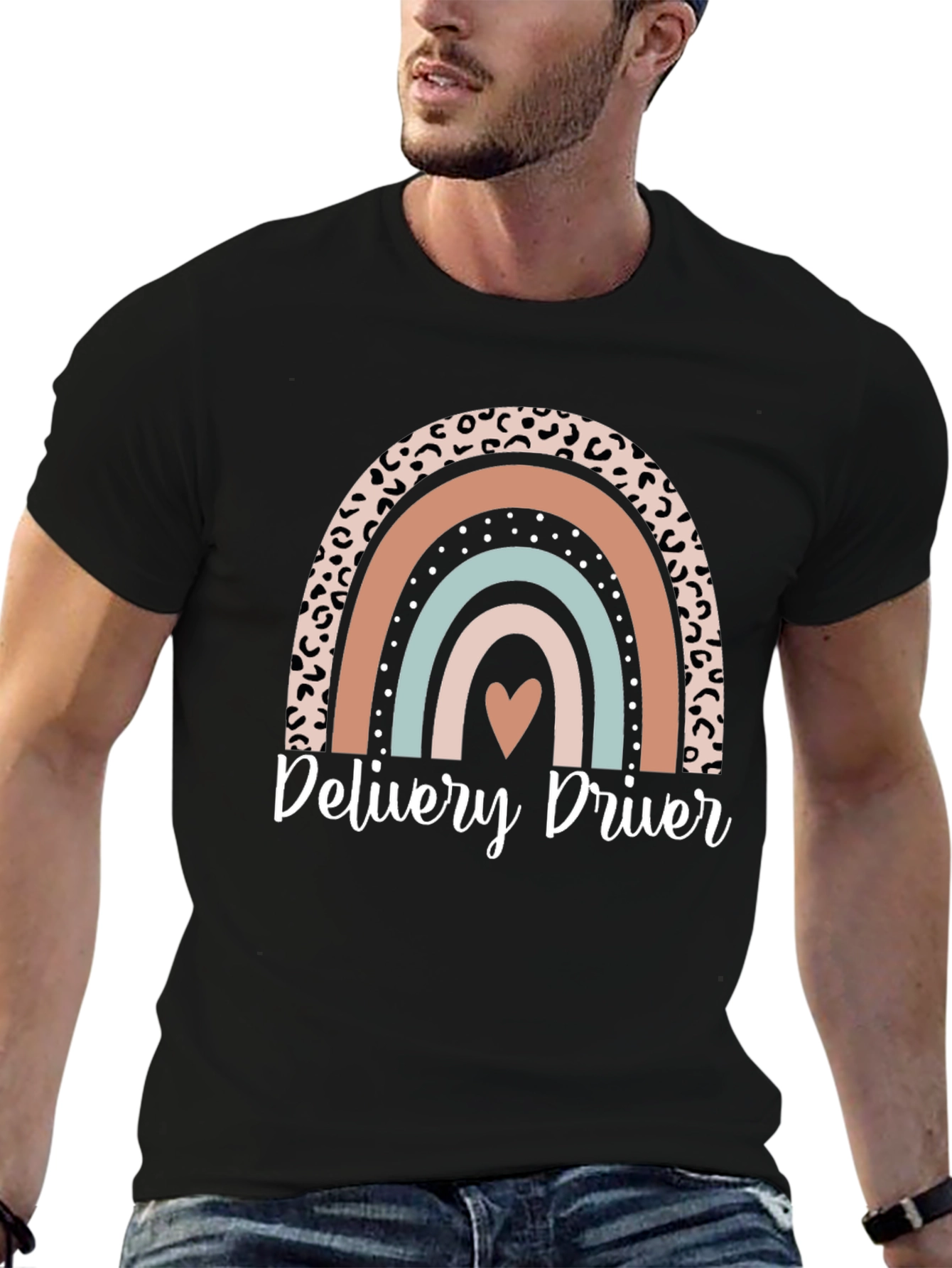 Black Delivery Driver Rainbow Graphic Tee - Unisex view 6