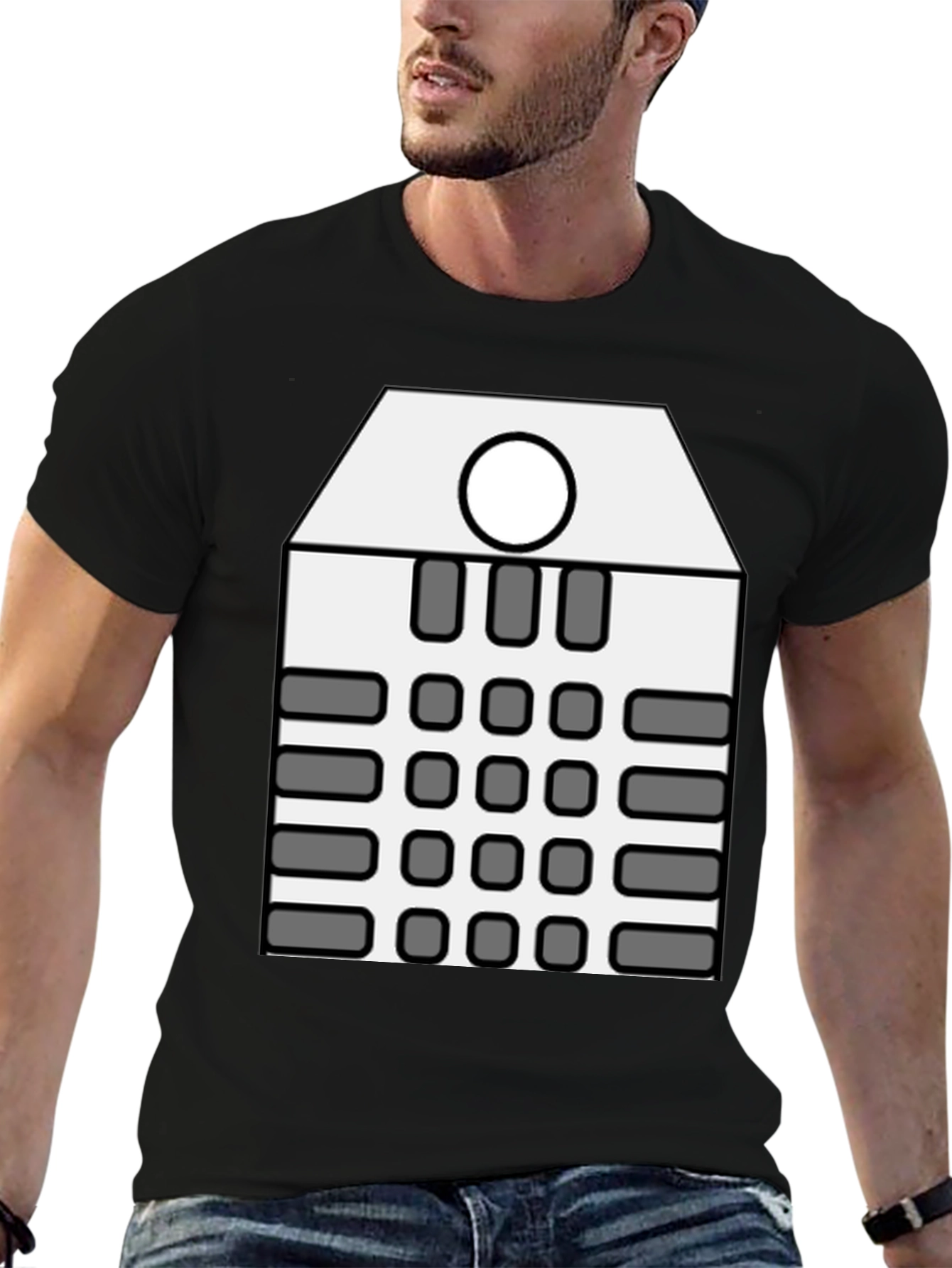 Black Geometric Grid Graphic Tee - Modern Minimalist Design view 6