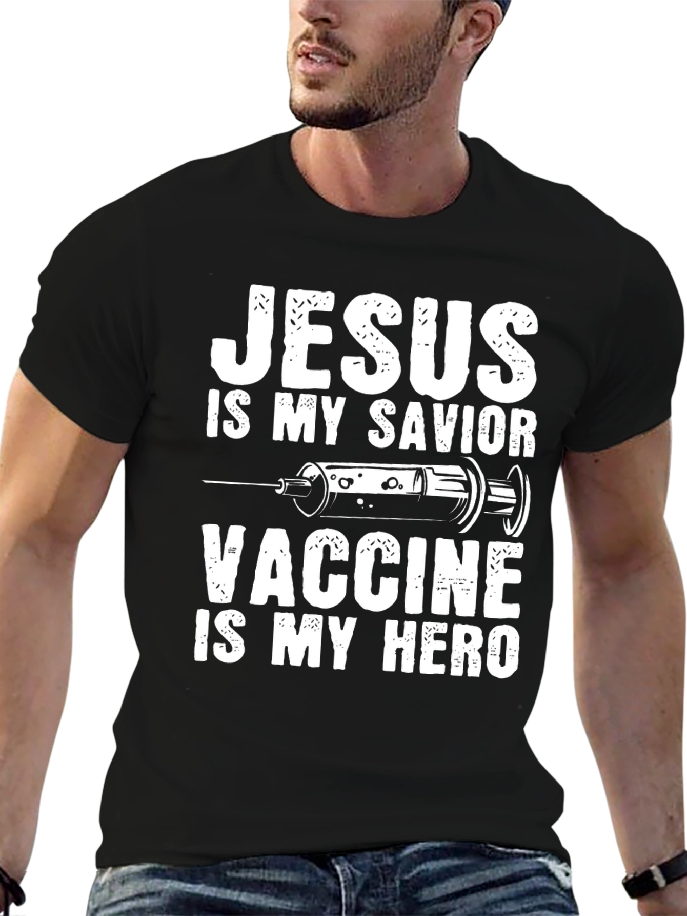 Jesus is my Savior, Vaccine is my Hero Graphic Tee - 6
