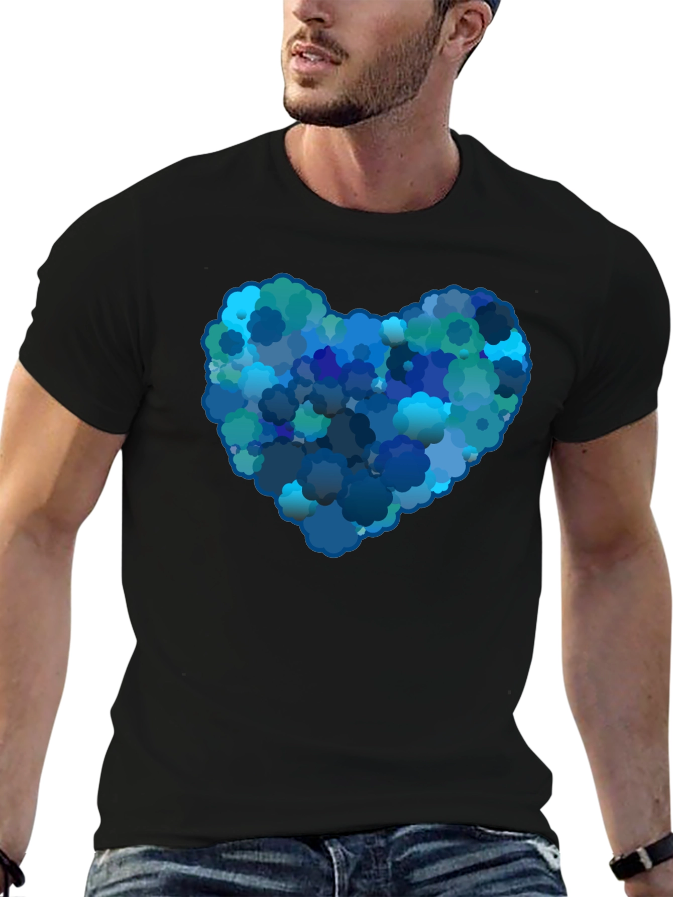 Black Cloud Heart Graphic Black T-Shirt view 6