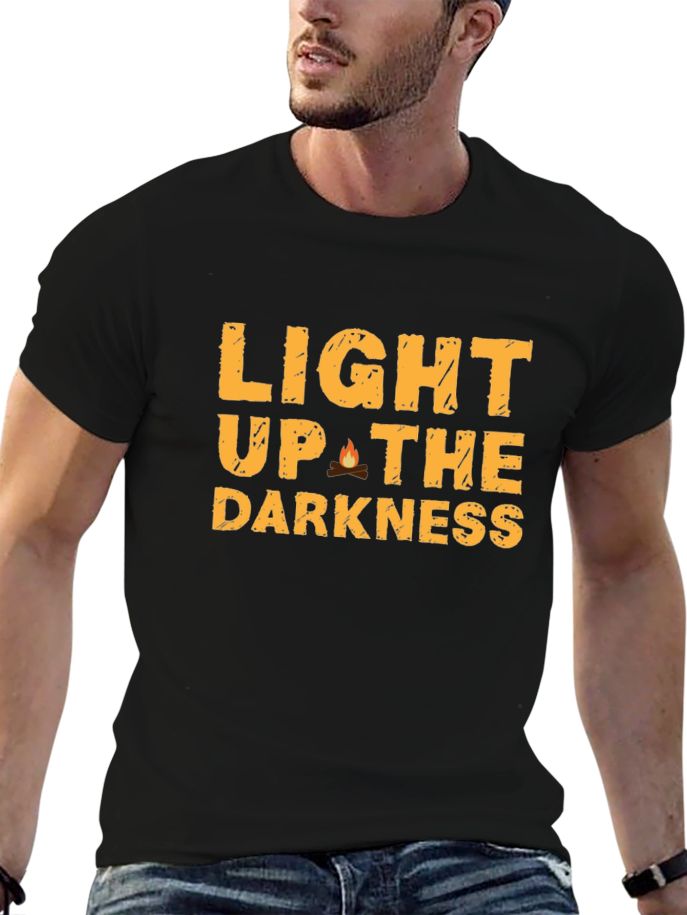 Black Light Up the Darkness Graphic Tee - Black view 6