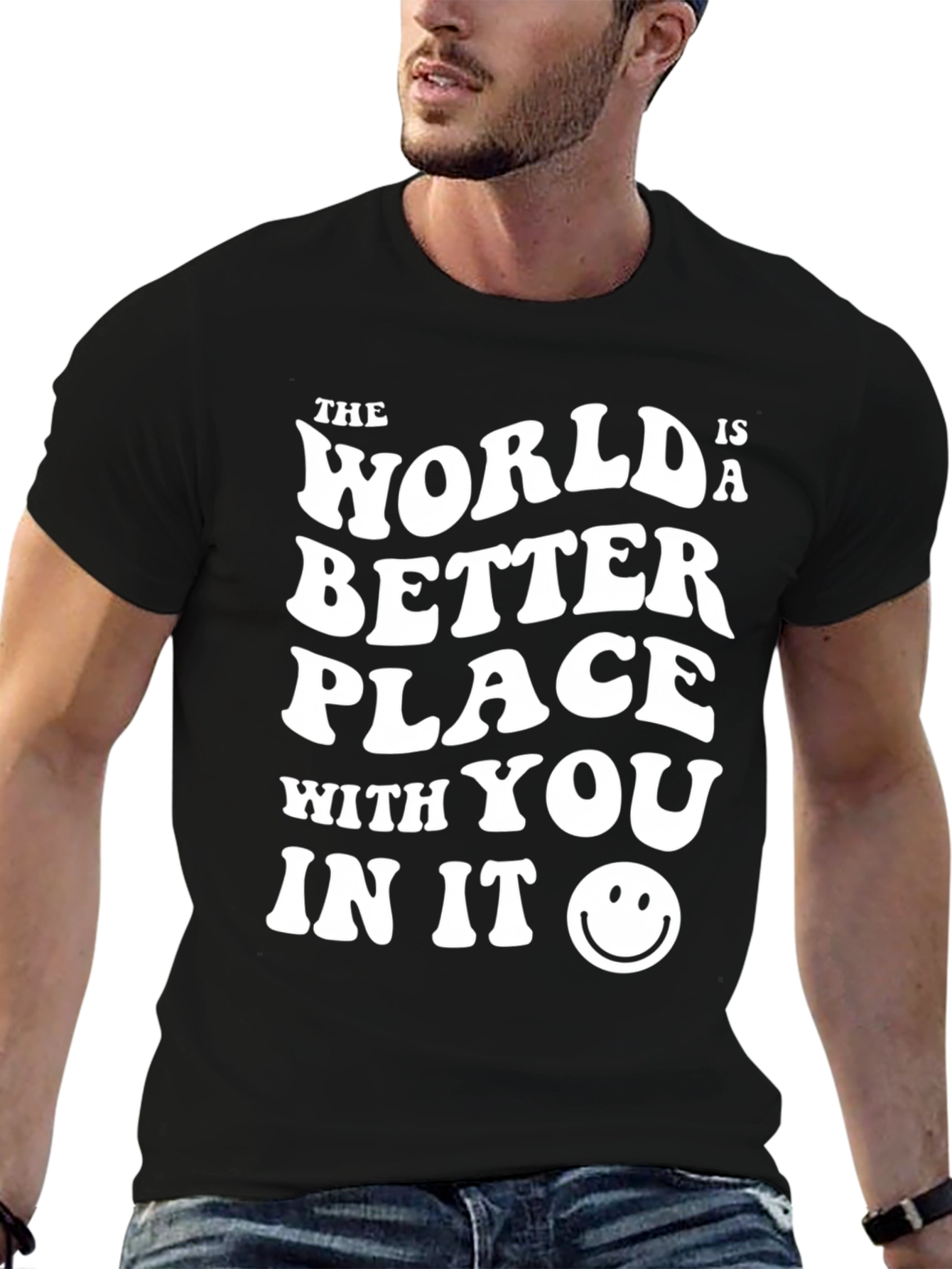 Black World Better With You Black Graphic Tee view 6