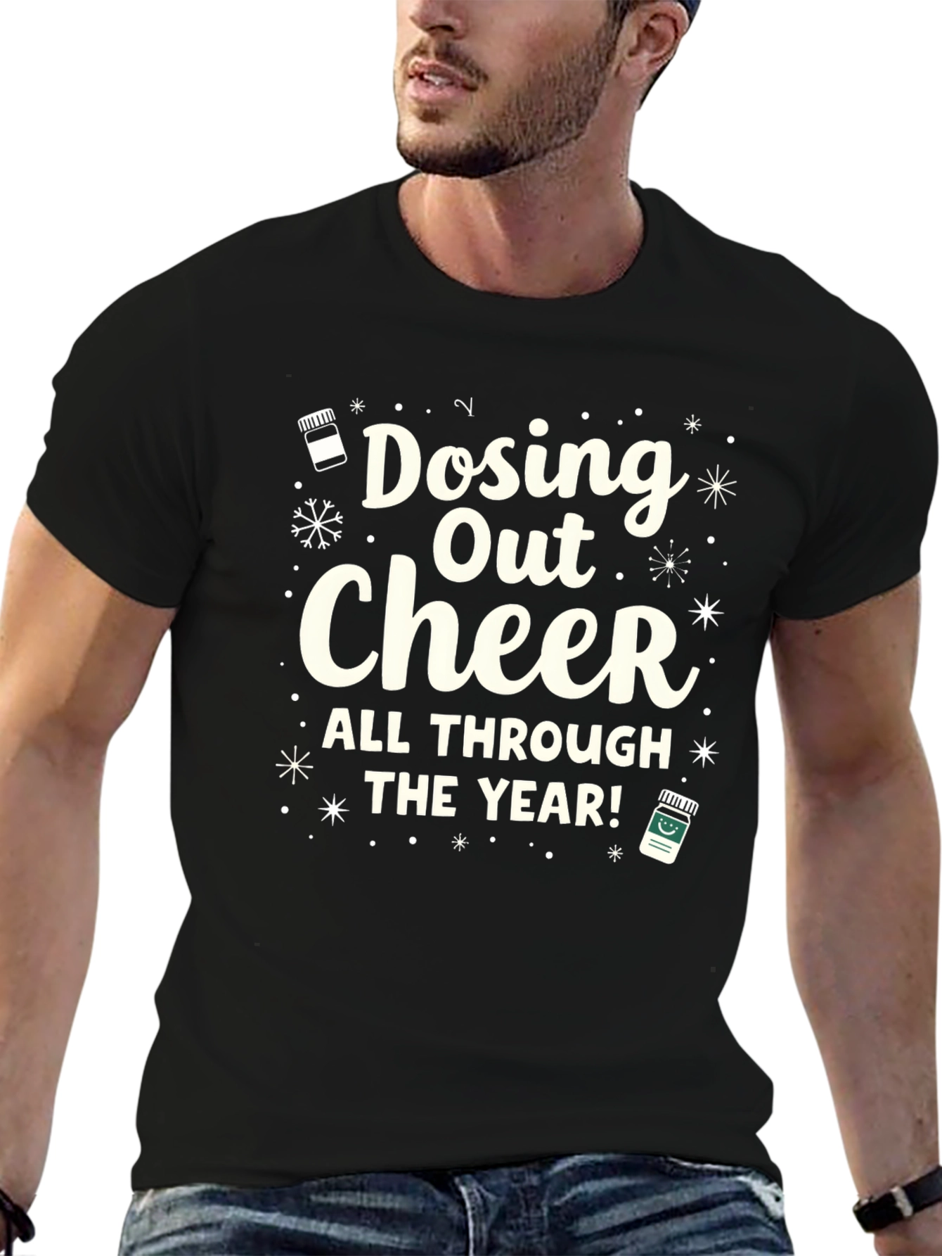 Black Dosing Out Cheer T-Shirt - Holiday Black Tee view 6