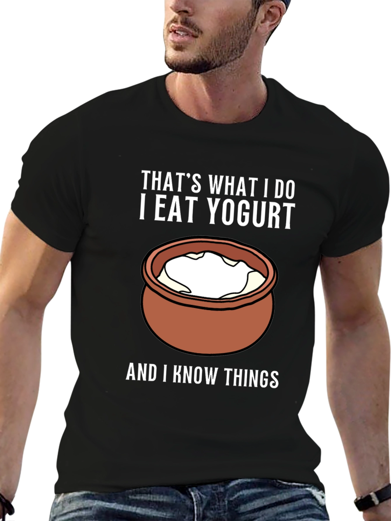 Black That's What I Do I Eat Yogurt T-Shirt view 6
