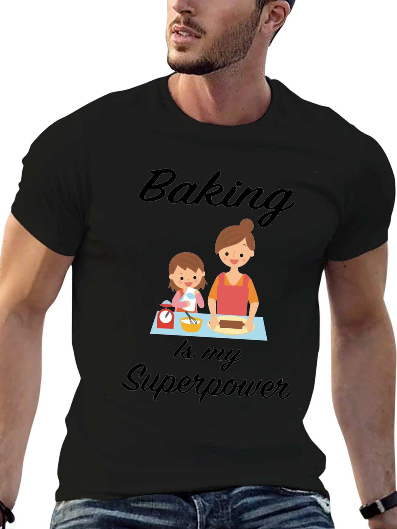 Black Baking is My Superpower Black T-Shirt view 6