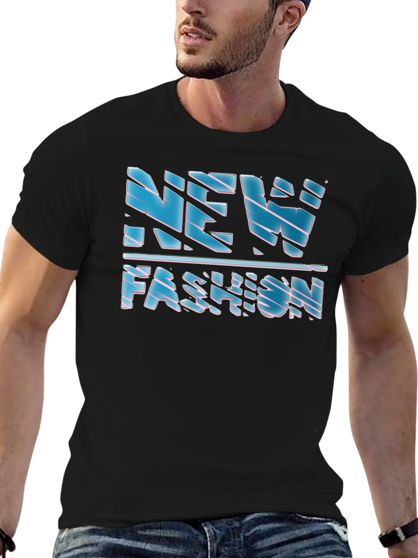 Black New Fashion Graphic Print Black T-Shirt view 6