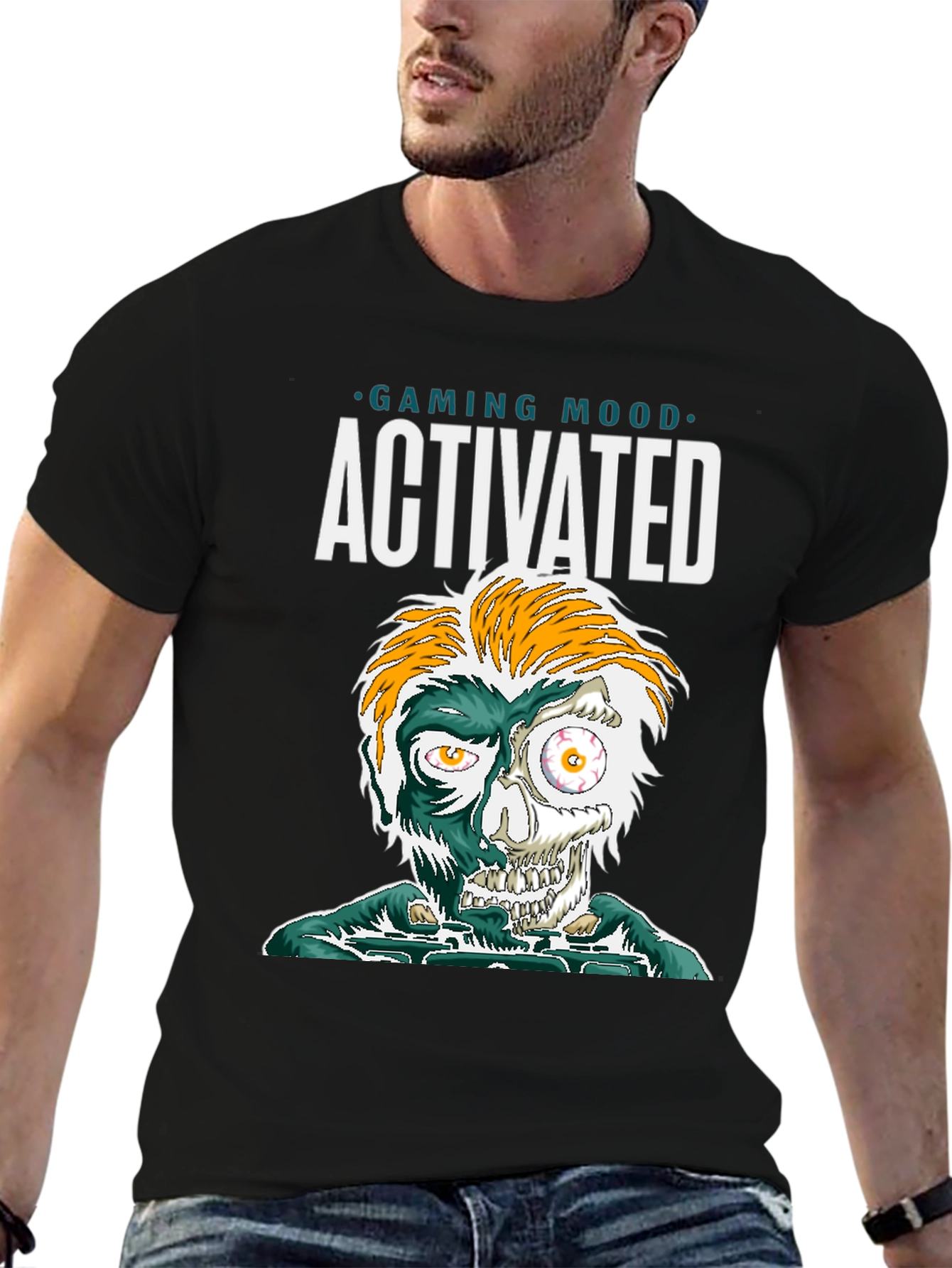 Black Gaming Mood Activated Graphic Tee - Gamer Shirt view 6