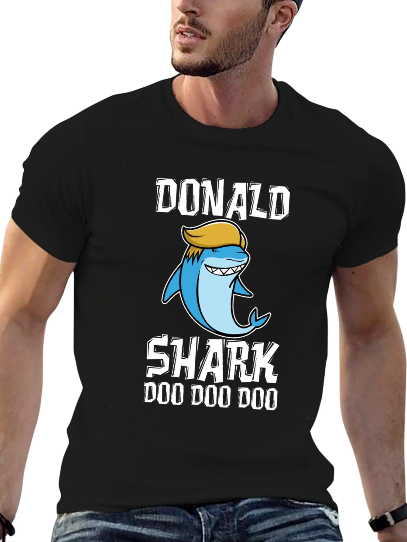 Black Donald Shark T-Shirt - Doo Doo Doo view 6