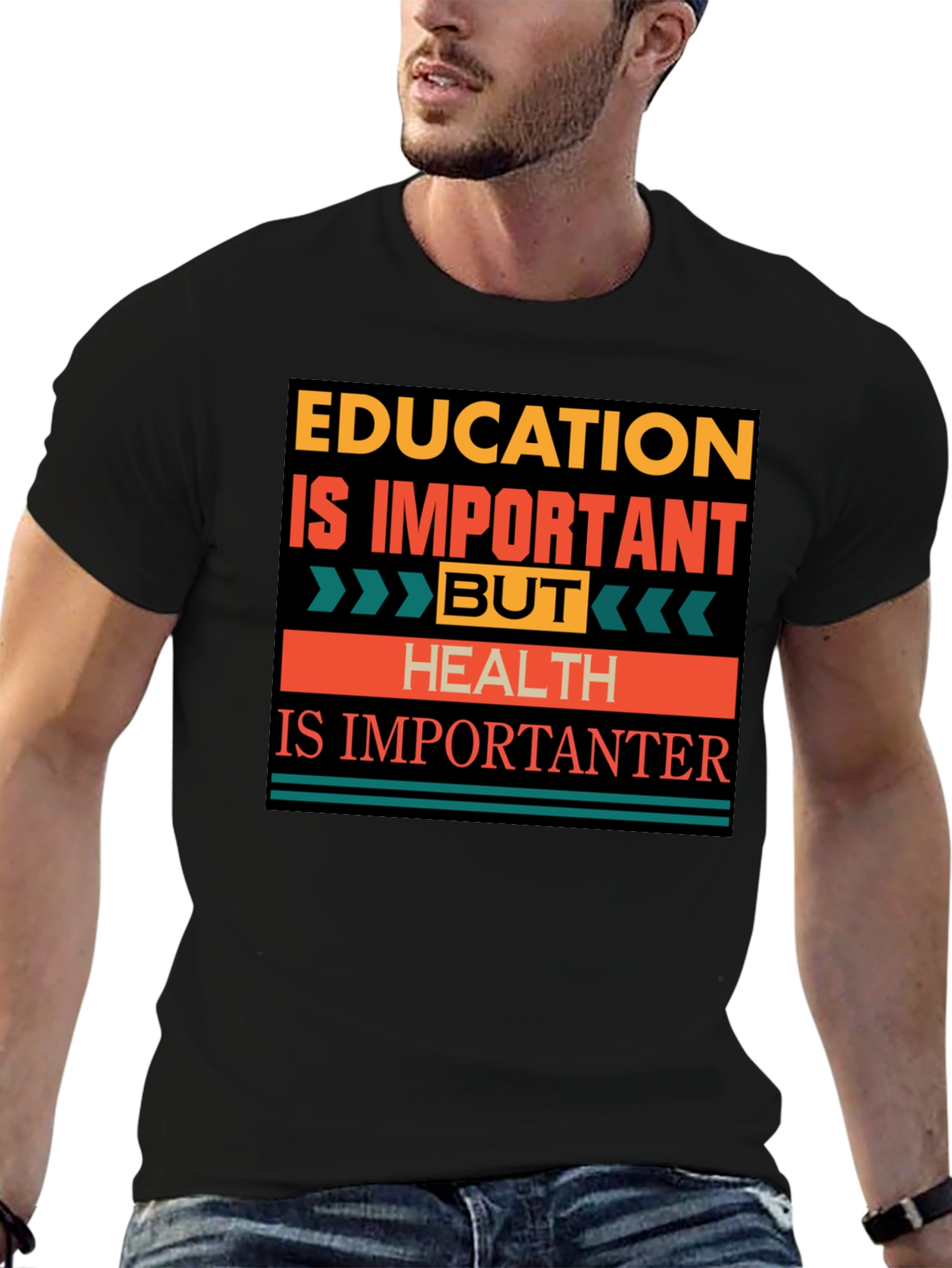 Black Education vs. Health T-Shirt: Importantanter view 6