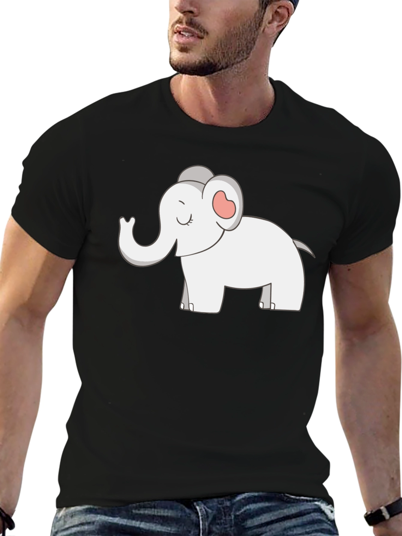 Black Elephant Graphic T-Shirt - Cute Cartoon Design view 6