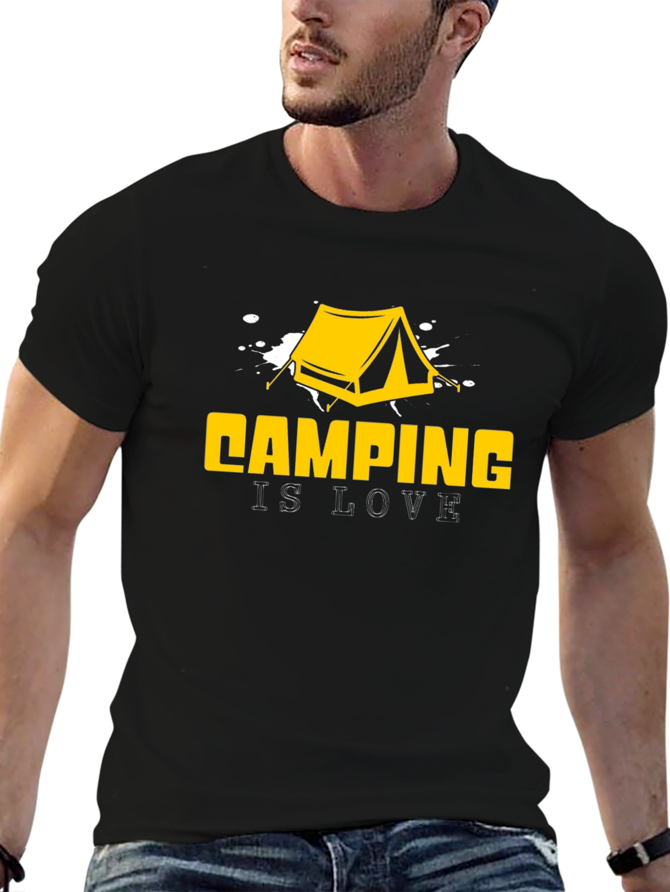 Black Camping is Love Graphic T-Shirt view 6