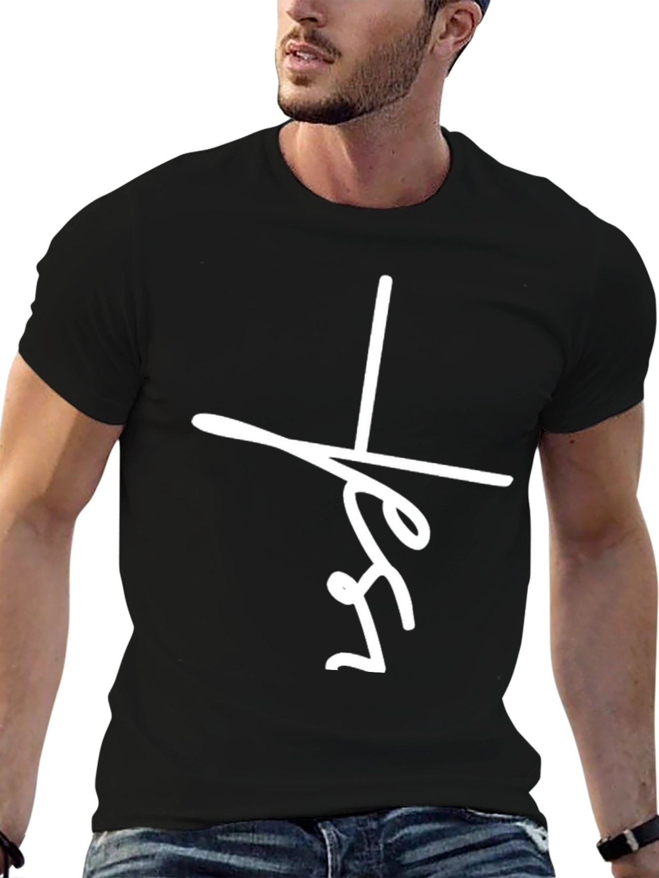 Black Yes T-Shirt - Modern Minimalist Design - Black view 6