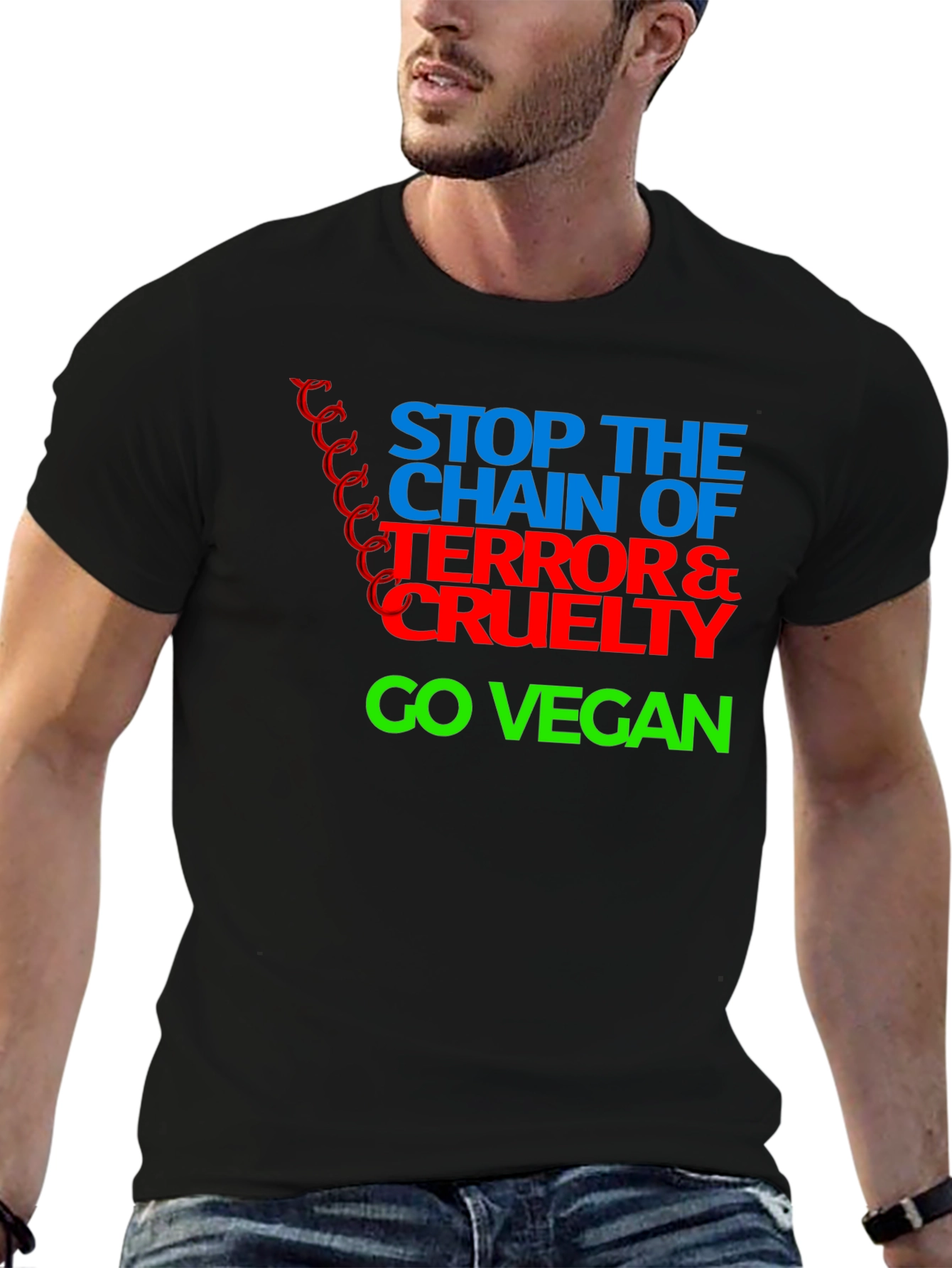 Black Stop the Chain Vegan T-Shirt view 6