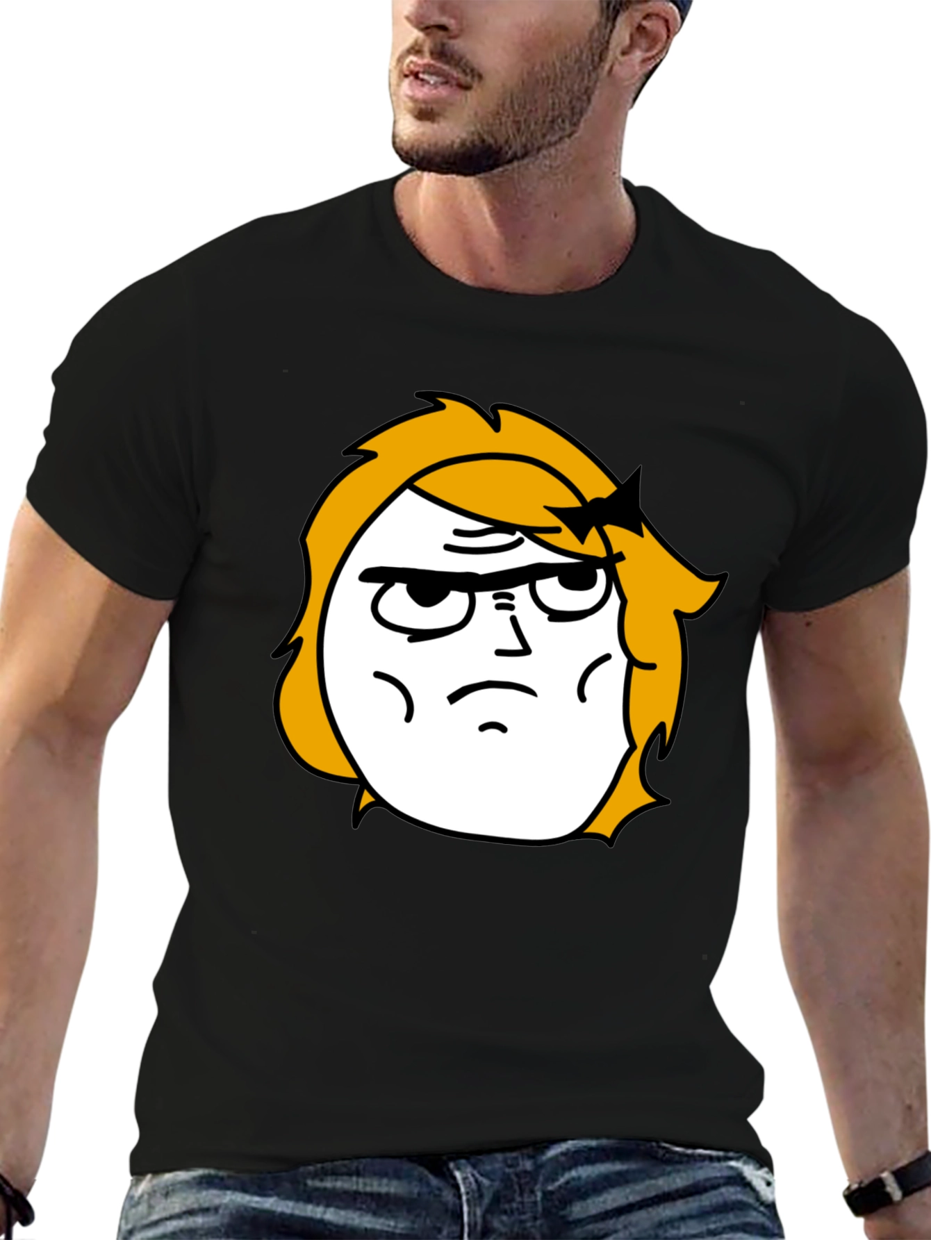Black Meme Face Graphic Black T-Shirt view 6