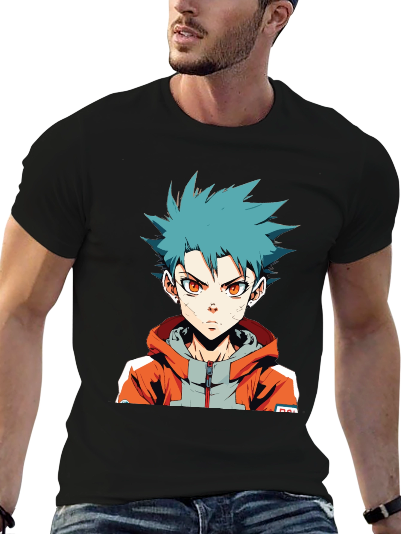 Black Anime Boy Graphic Tee - Stylish Cotton T-Shirt view 6