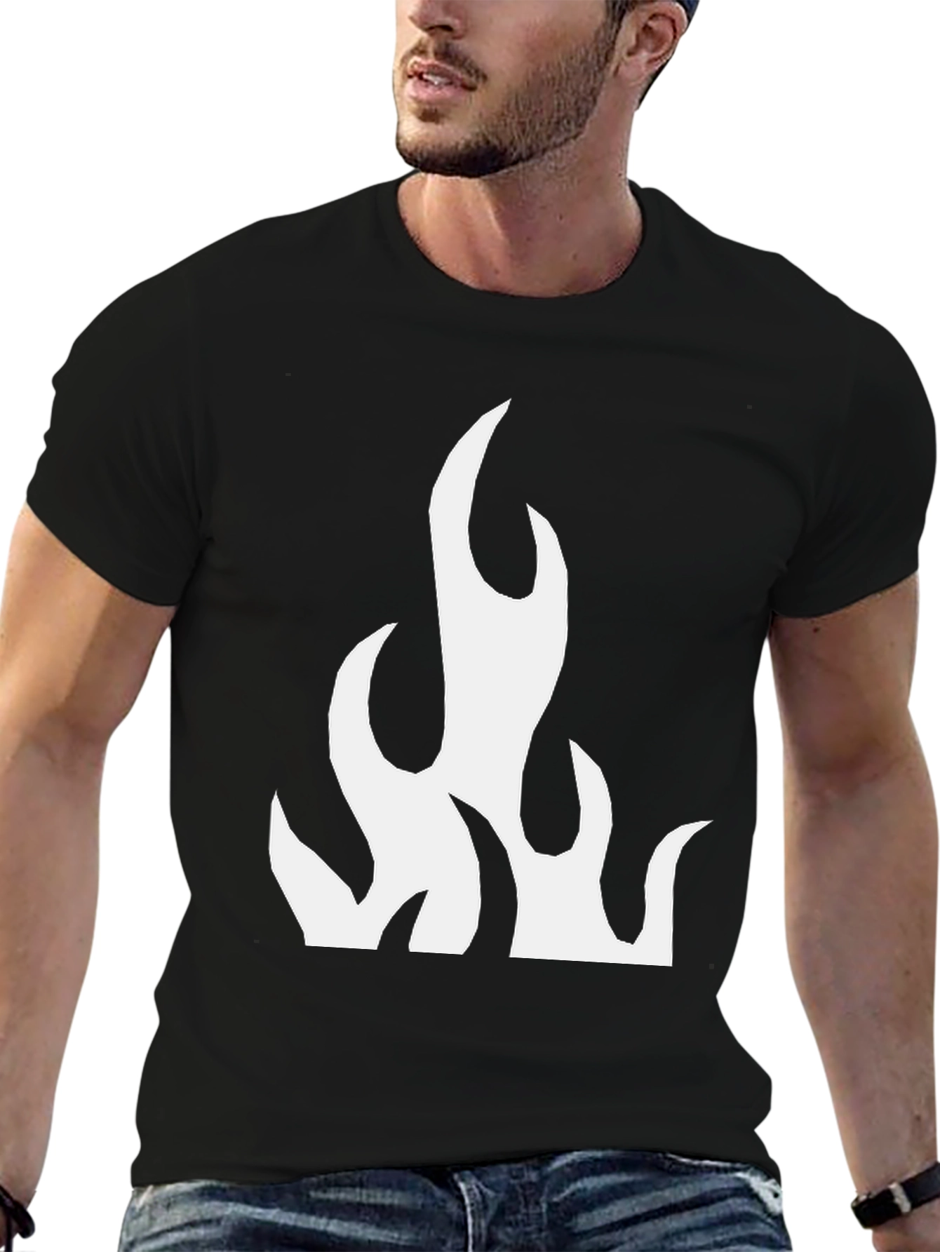 Black Flame Graphic Black T-Shirt - Casual Style view 6