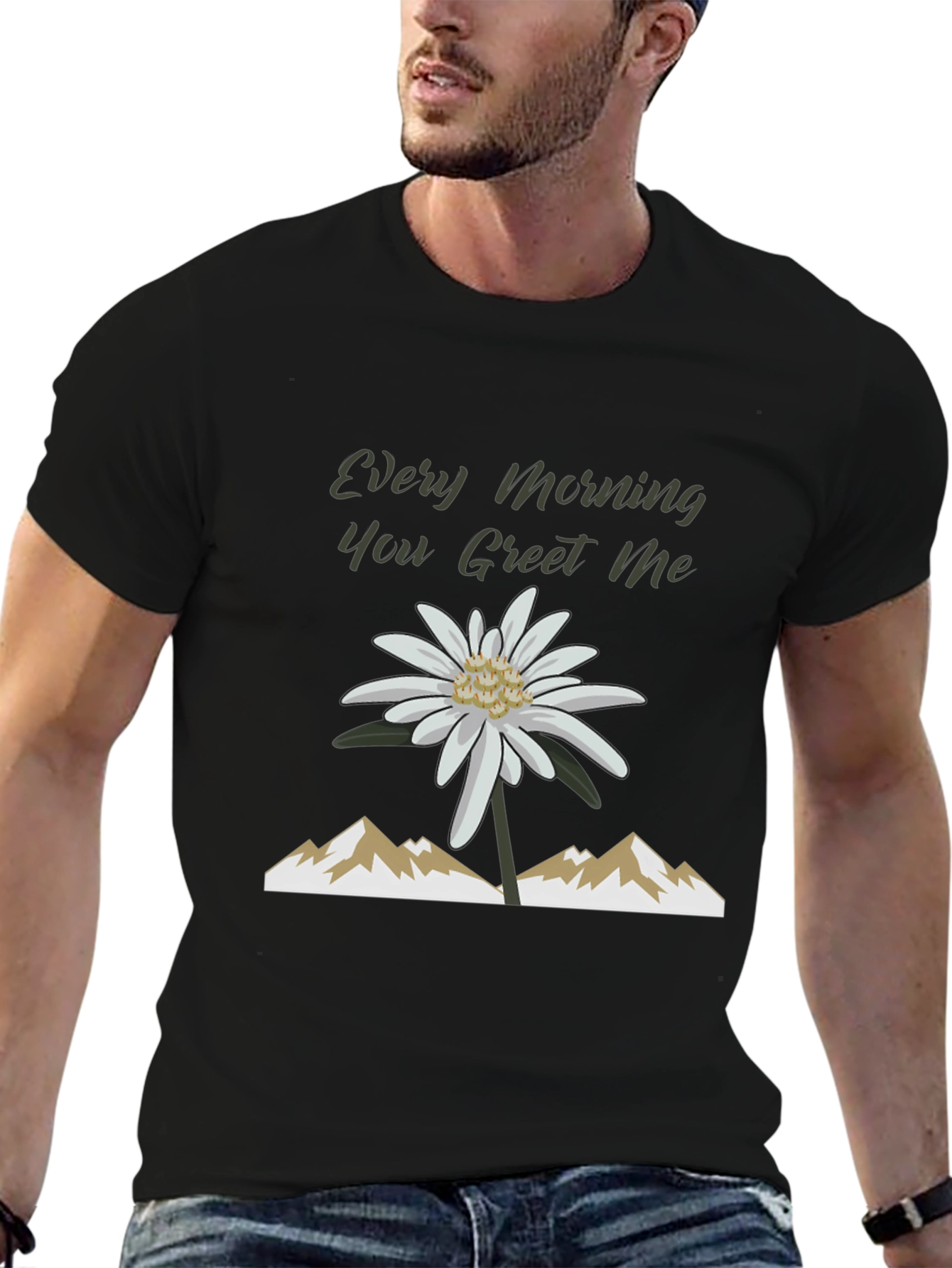 Black Every Morning Tee: Mountain Flower Graphic view 6